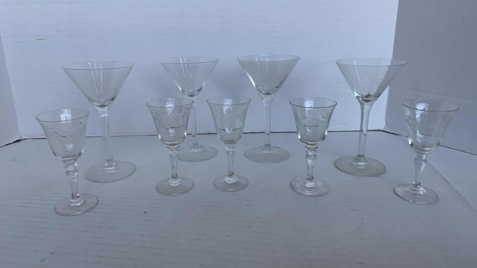 Photo 1 of 4-MARTINI GLASSES AND 5-CORDIAL GLASSES