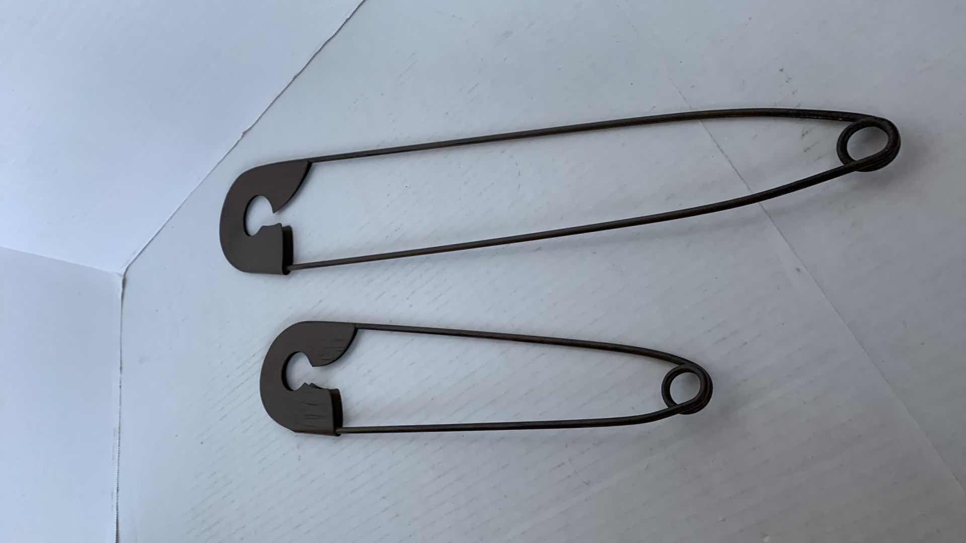 Photo 1 of 2-STEEL OVERSIZED BABY SAFETY PINS LONGEST IS 22”