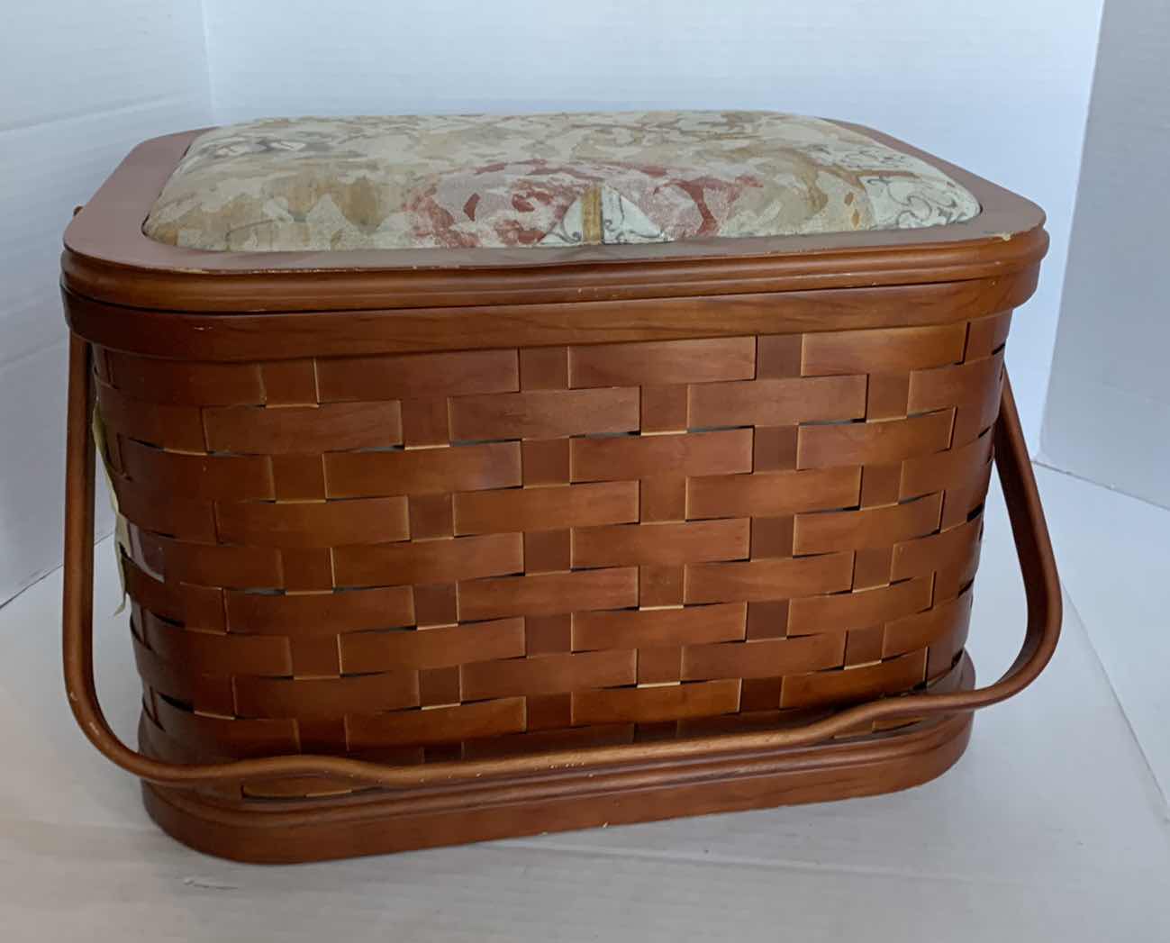 Photo 1 of VINTAGE WOVEN SEWING SUPPLIES BASKET  17” X 14” H 11”