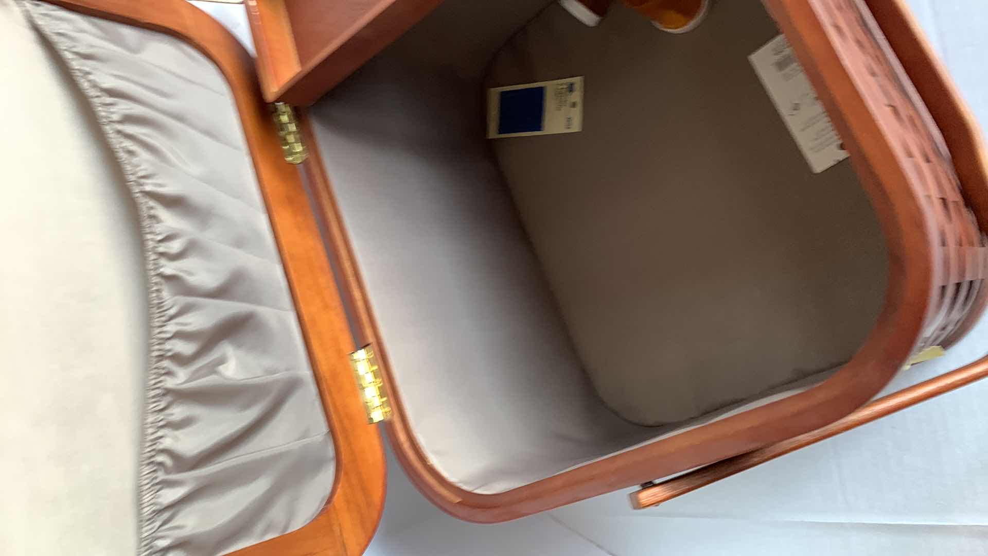 Photo 1 of VINTAGE WOVEN SEWING SUPPLIES BASKET  17” X 14” H 11”