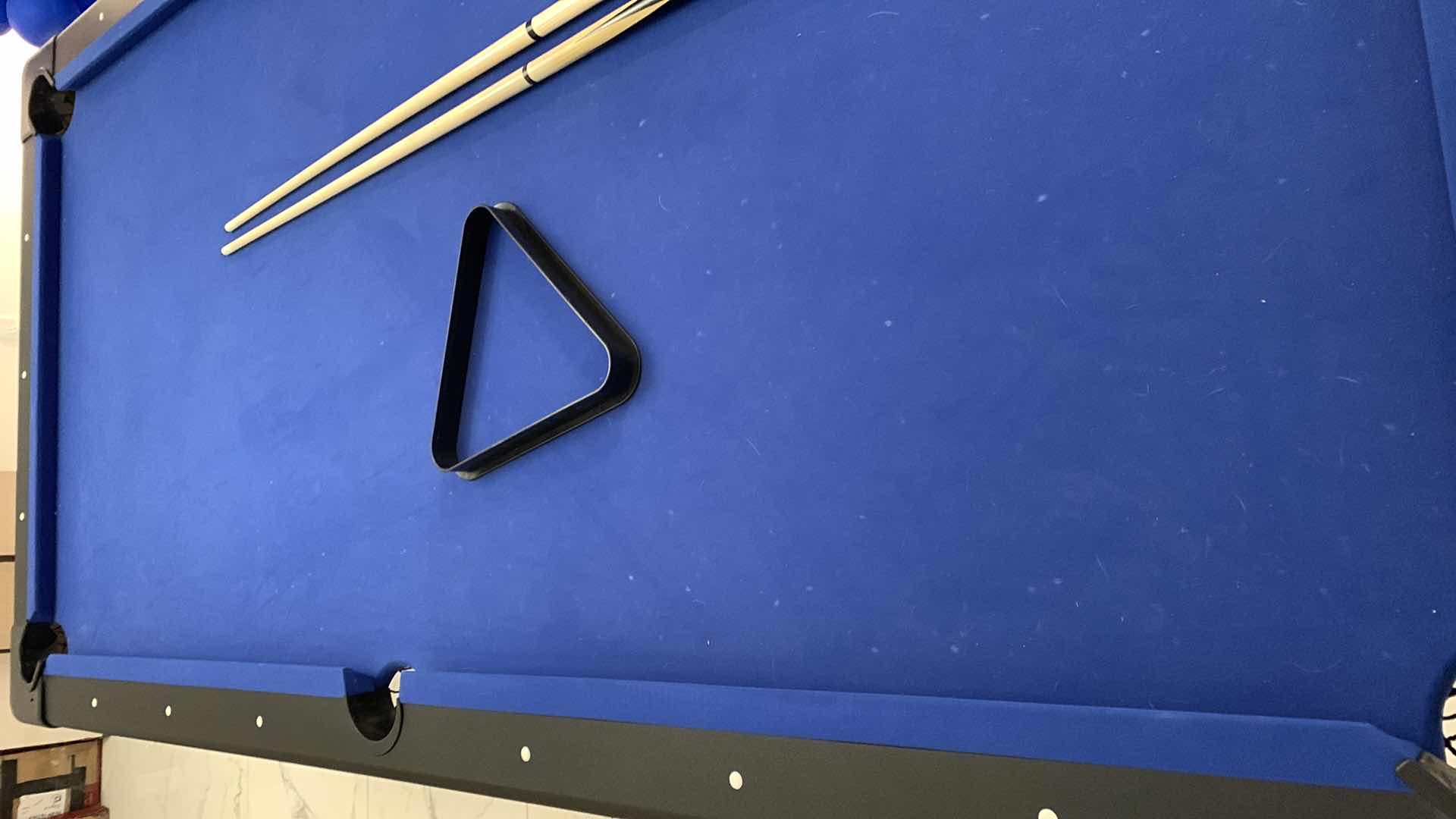 Photo 3 of GOSPORTS BILLIARDS PLASTIC POOL TABLE WITH COLLAPSABLE LEGS FOR STORAGE 52” X 96” H 32” AND 2-POOL CUES