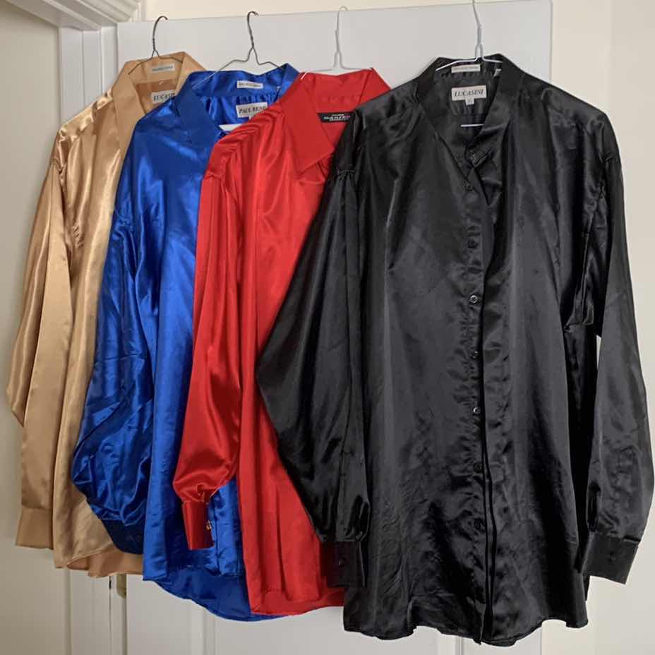 Photo 1 of 4-MENS SATIN SHIRTS SIZE L AND XL