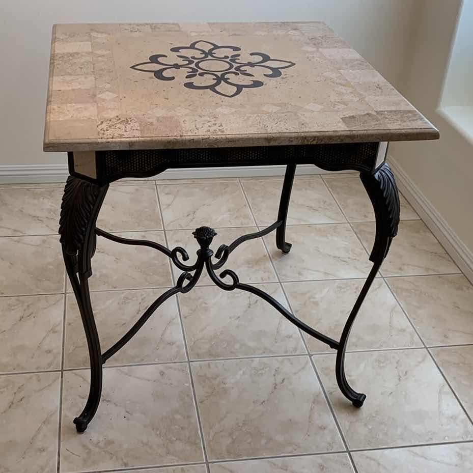 Photo 1 of MARBLE AND METAL DINING TABLE 36” X 36” H 36”