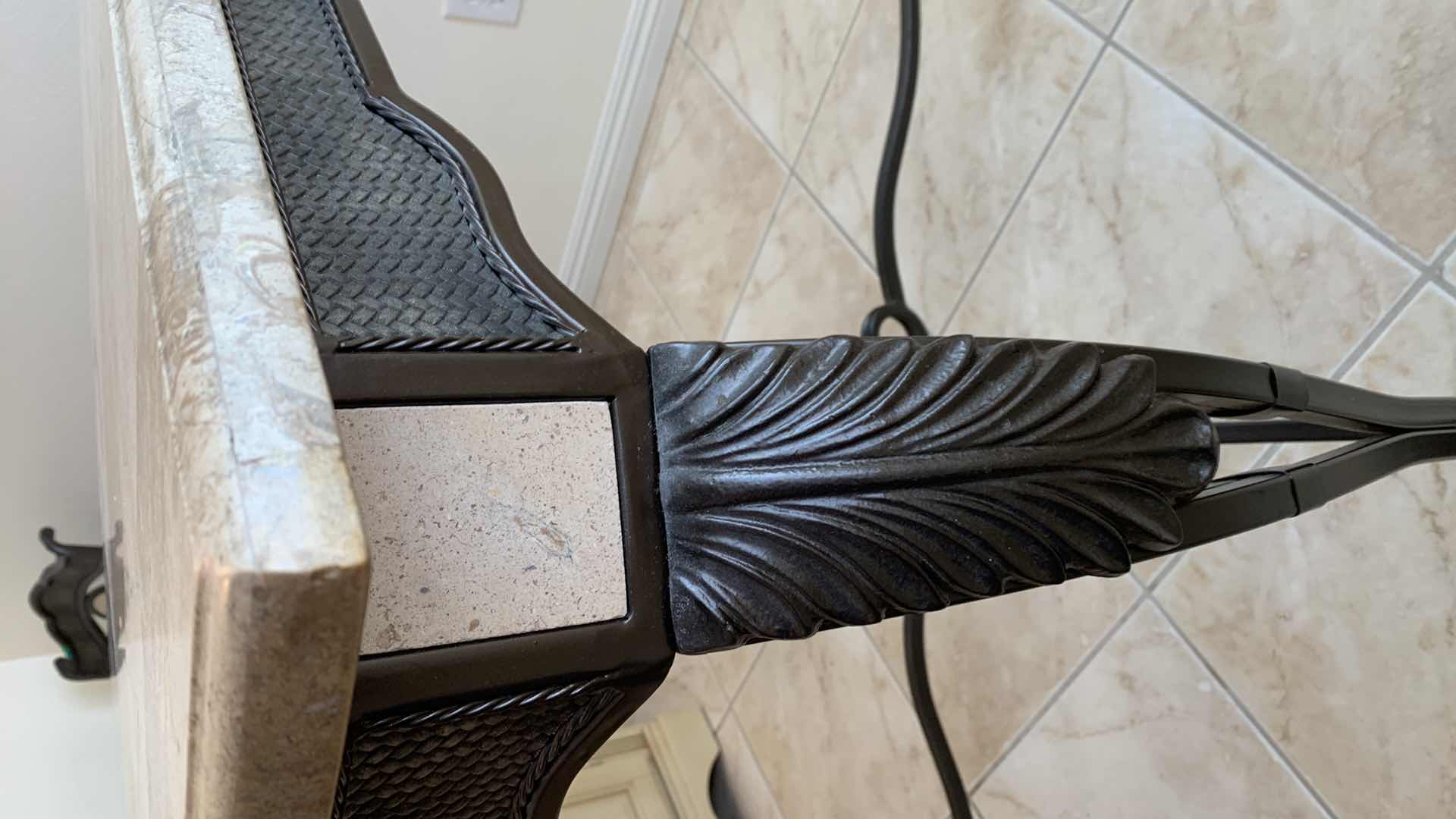 Photo 4 of MARBLE AND METAL DINING TABLE 36” X 36” H 36”