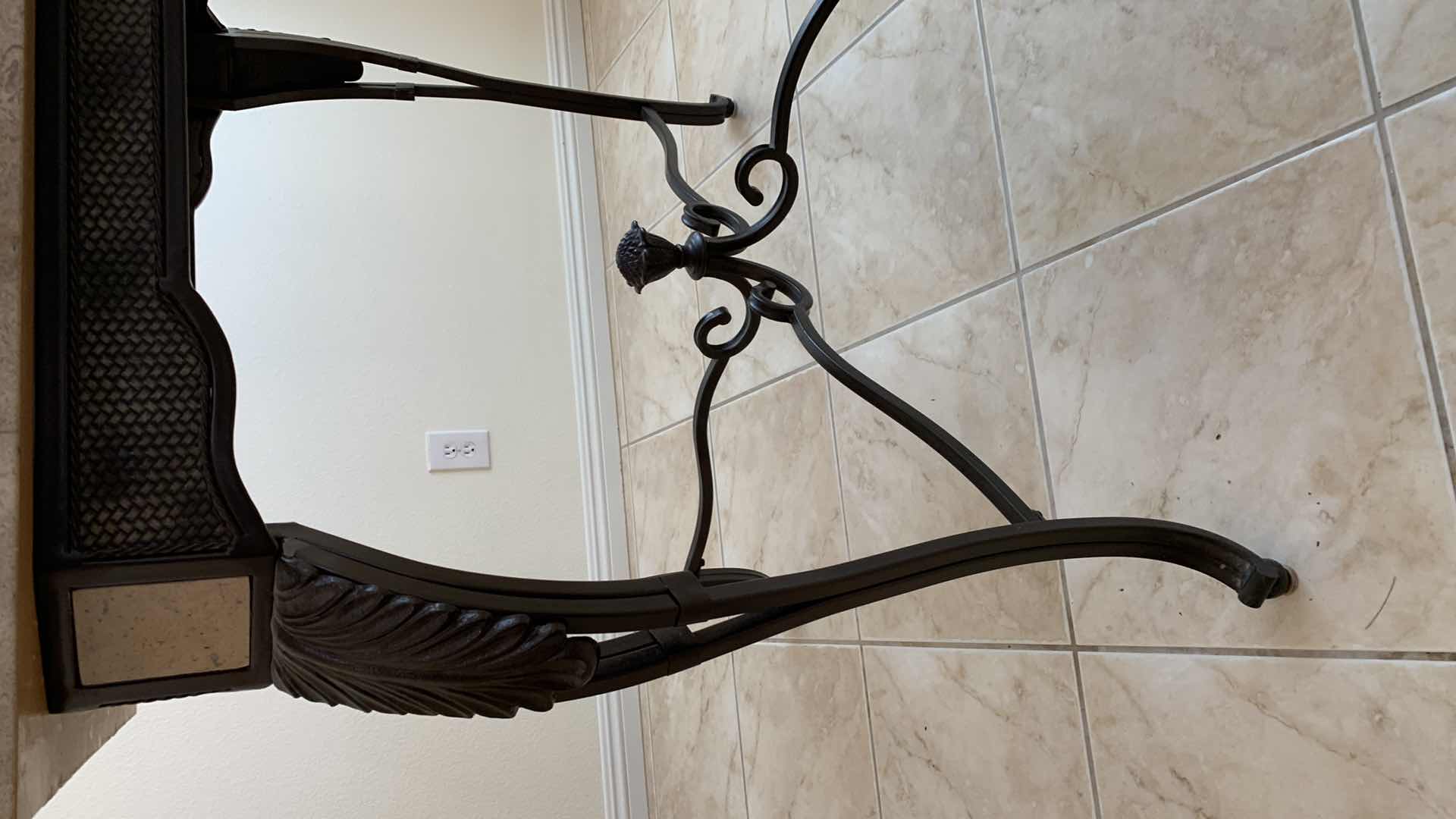 Photo 3 of MARBLE AND METAL DINING TABLE 36” X 36” H 36”