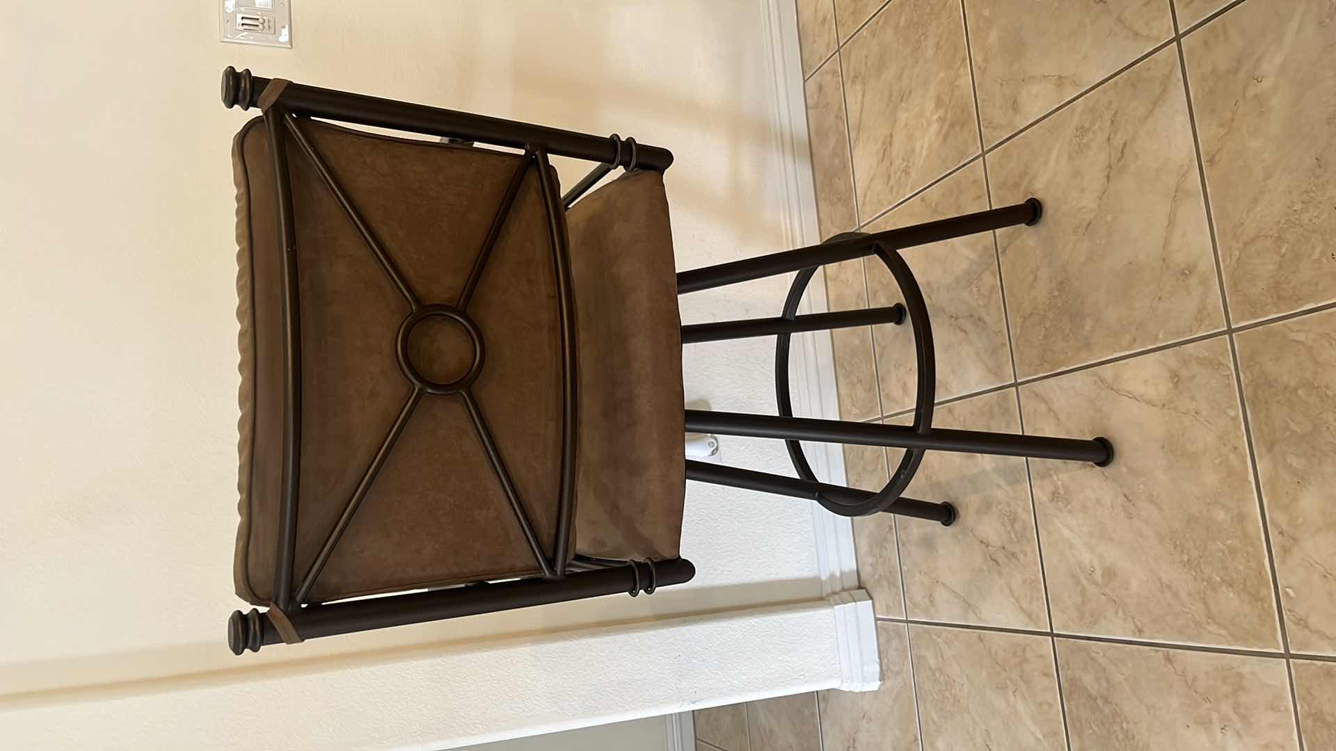 Photo 1 of METAL/MICROSUEDE SWIVEL BAR STOOL