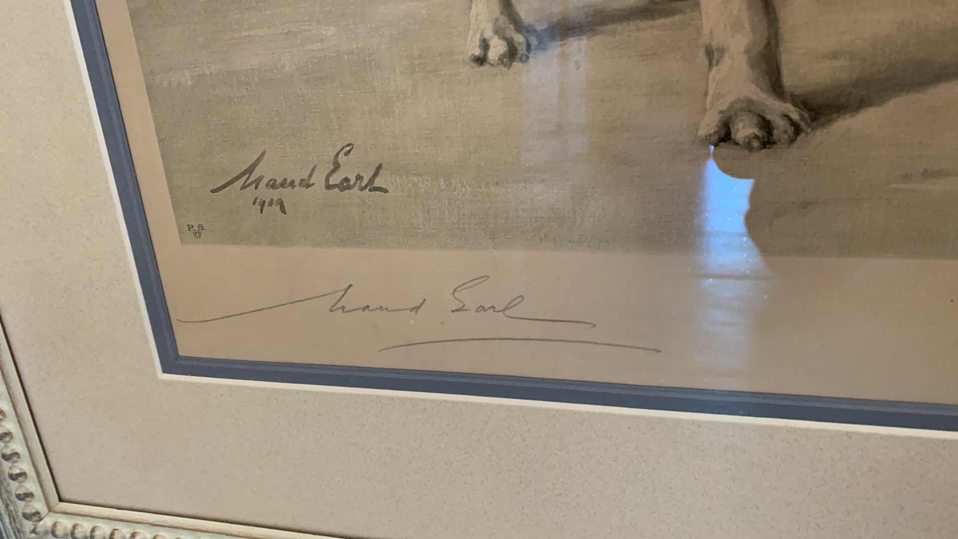 Photo 2 of ORIGINAL PRINT SIGNED BY MAUD EARL 1909 24” X 21”