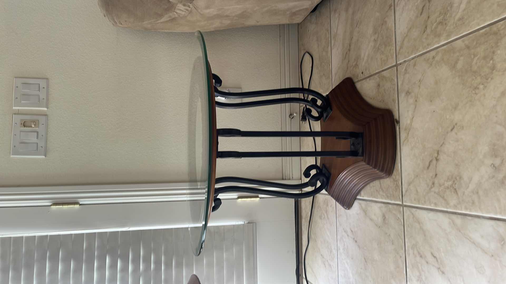 Photo 1 of GLASS TOP SIDE TABLE 27” DIA