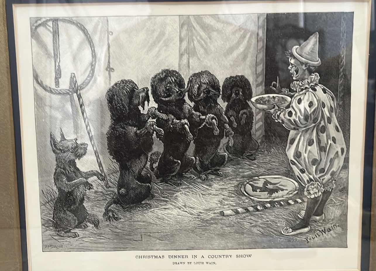 Photo 1 of LOUIS WAIN “CHRISTMAS DINNER IN A COUNTRY SHOW” 16”X13”