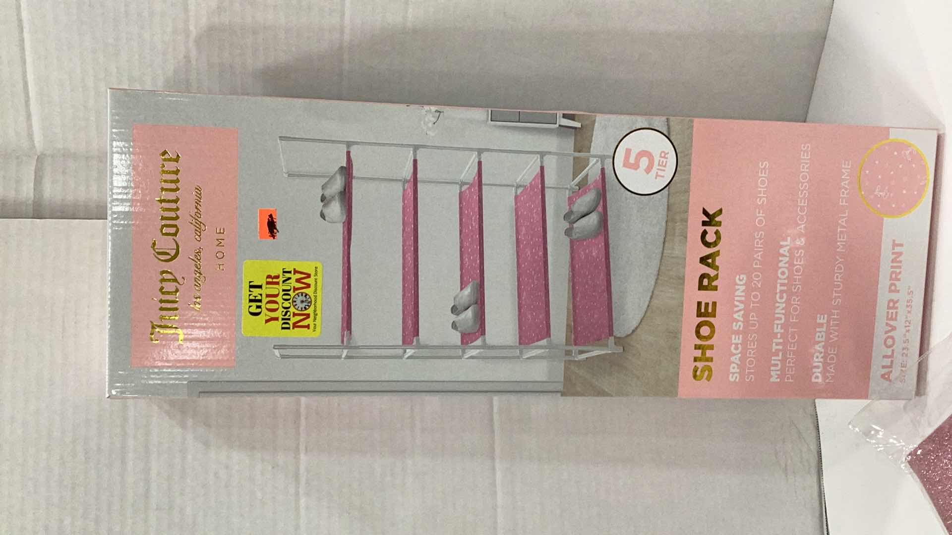 Photo 1 of 2PCS JUICY COUTURE SHOE RACK AND GLITTER STORAGE CUBE