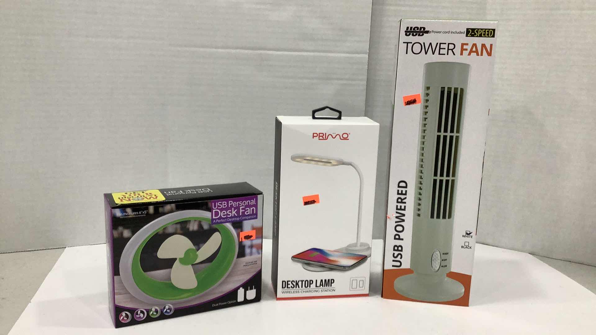 Photo 1 of 3 PCS NEW DESK FANS AND CHARGING STATION