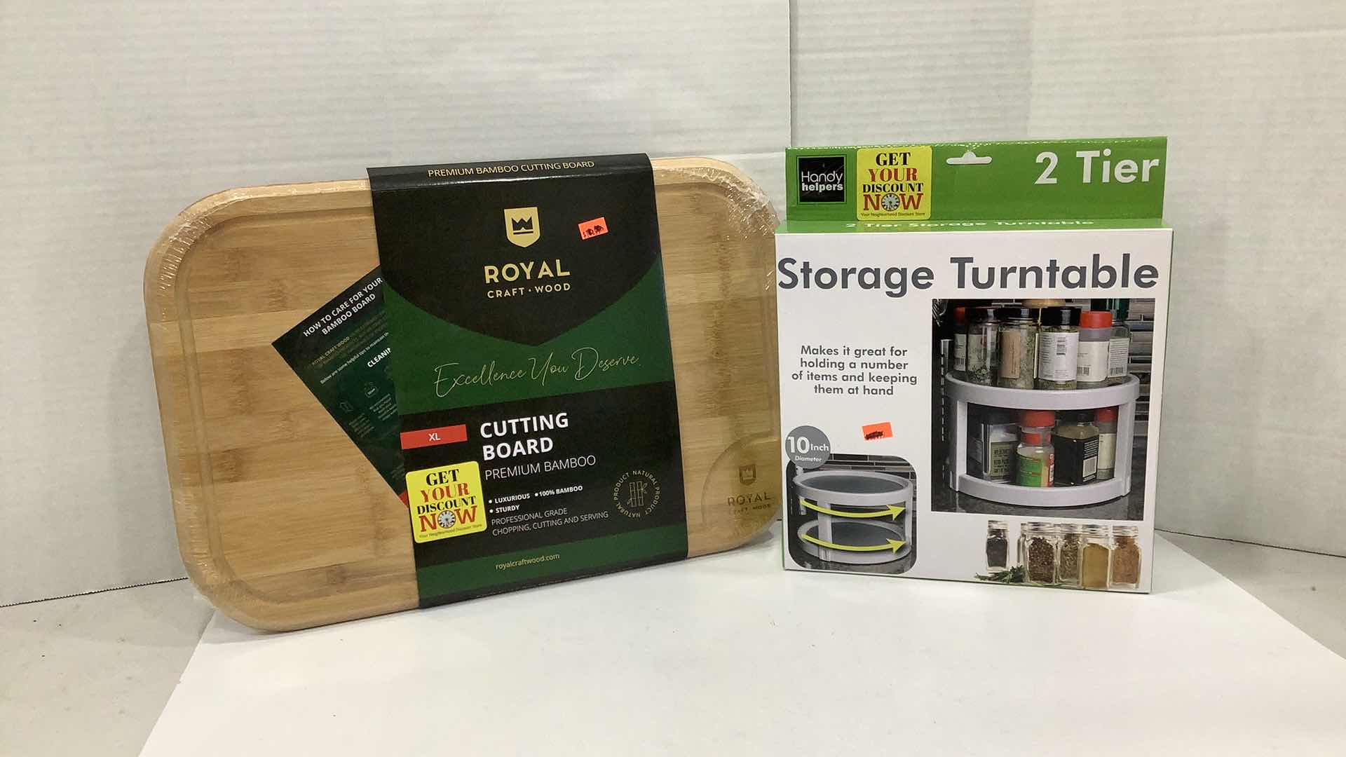 Photo 1 of 2 PCS NEW CUTTING BOARD AND TURNTABLE  ORGANIZER