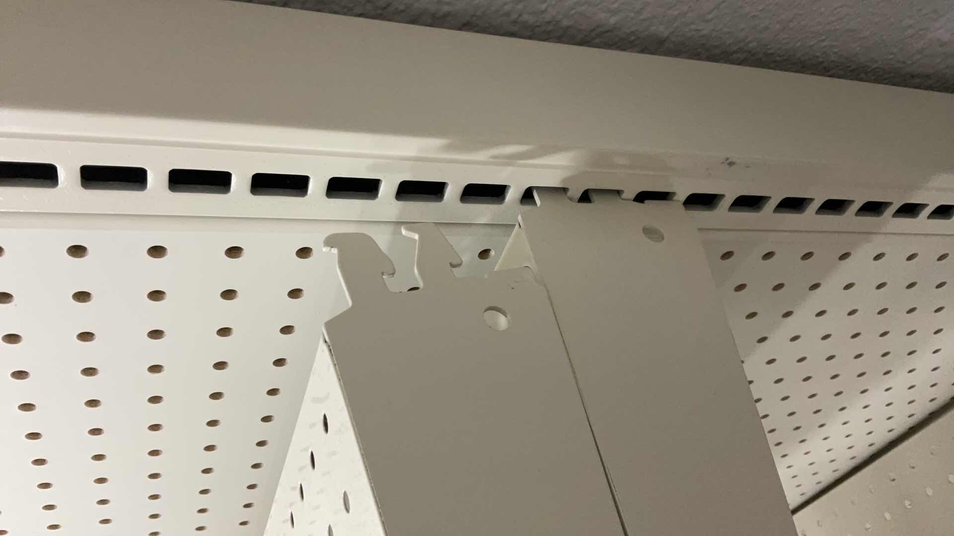 Photo 1 of $ LOZIER METAL AND WOOD SHELVING UNIT 96” X 19” H 72”