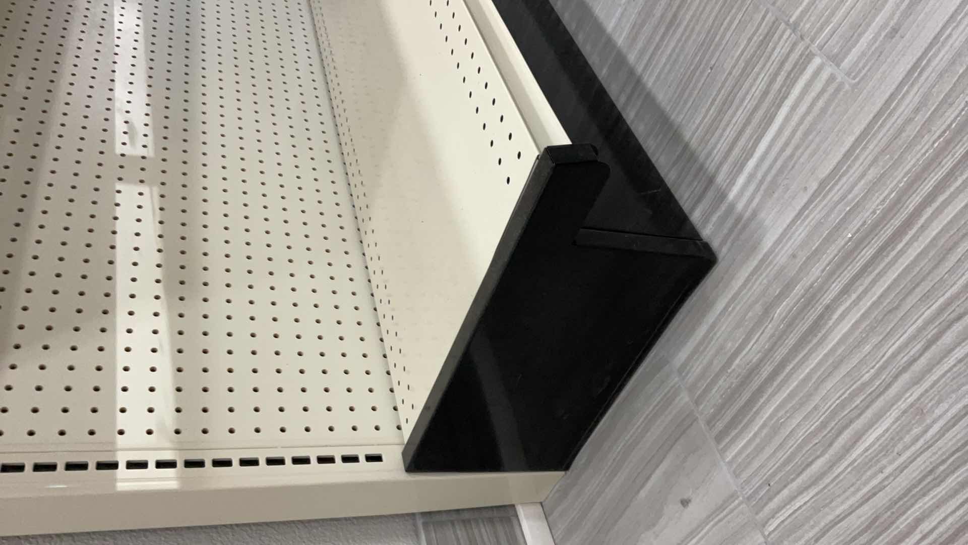 Photo 1 of $ LOZIER METAL AND WOOD SHELVING UNIT 96” X 19” H 72”