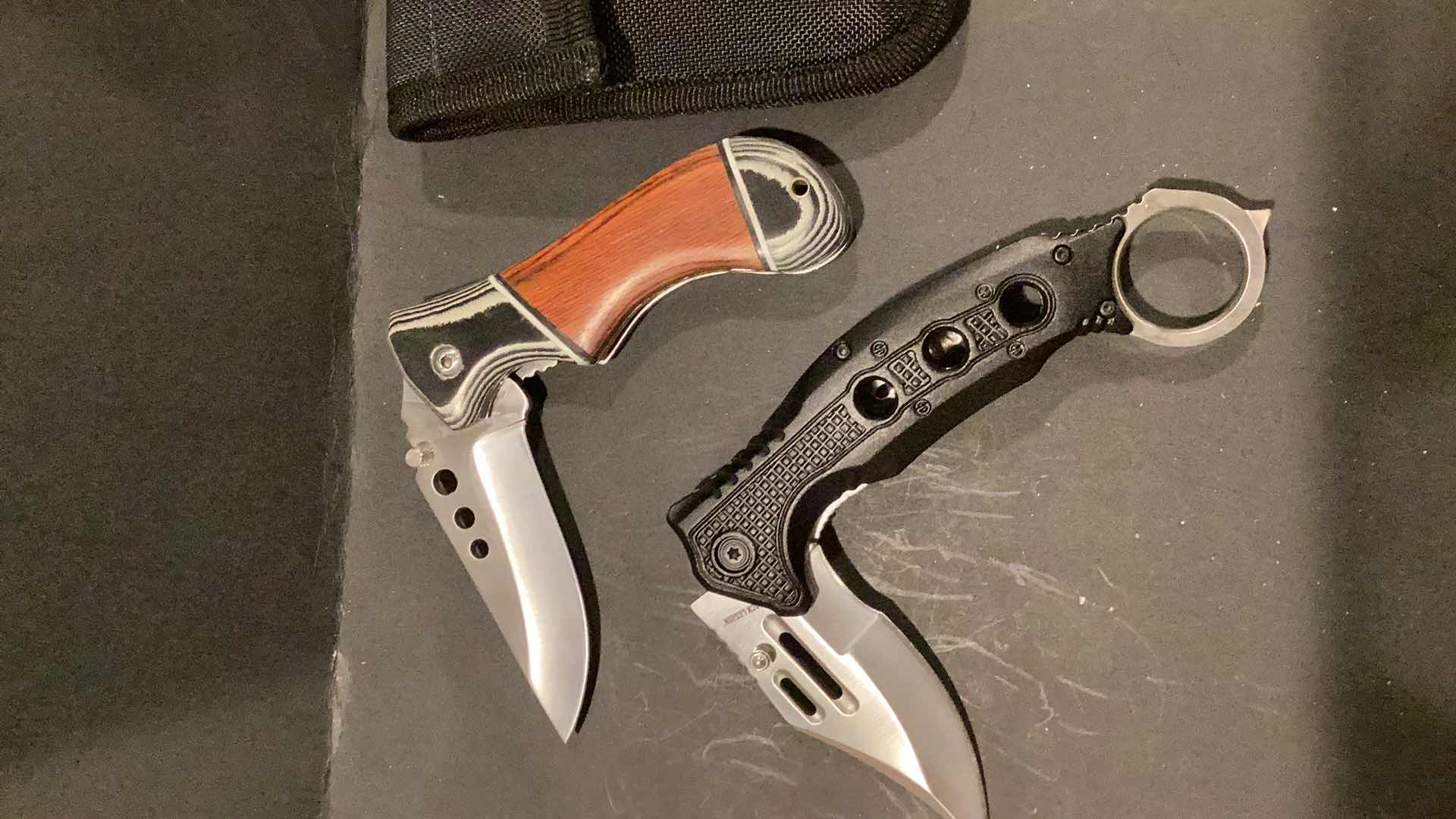 Photo 1 of BLACK LEGION AND PAKA WOOD HANDLED KNIVES