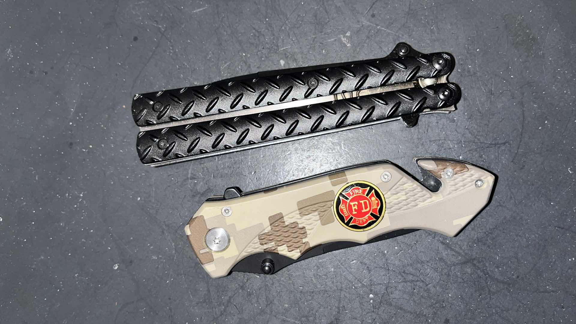 Photo 1 of KNIVES, SET OF 2- 1 FIRE DEPARTMENT