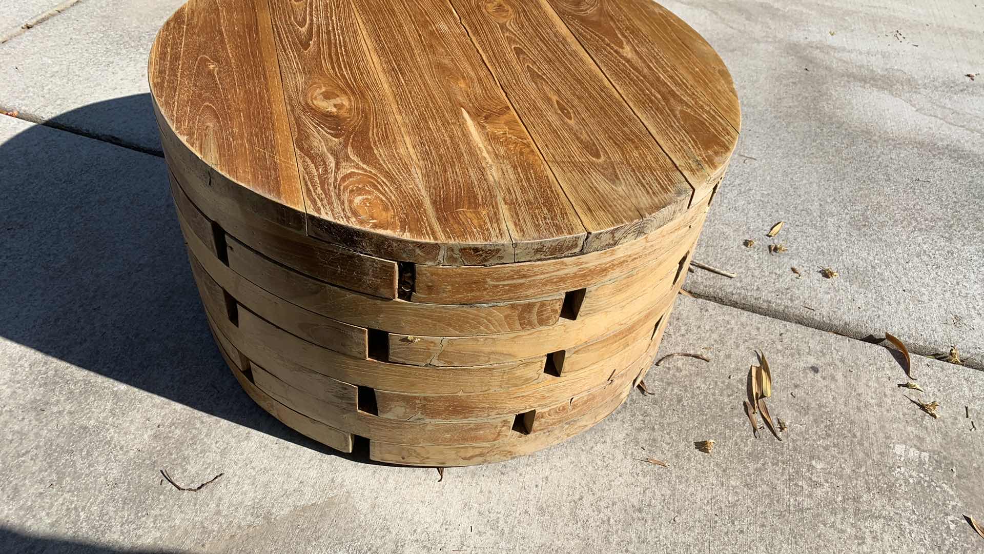 Photo 1 of SOLID WOOD DRUM COFFEE TABLE 28” CIRCUMFERENCE H 15”