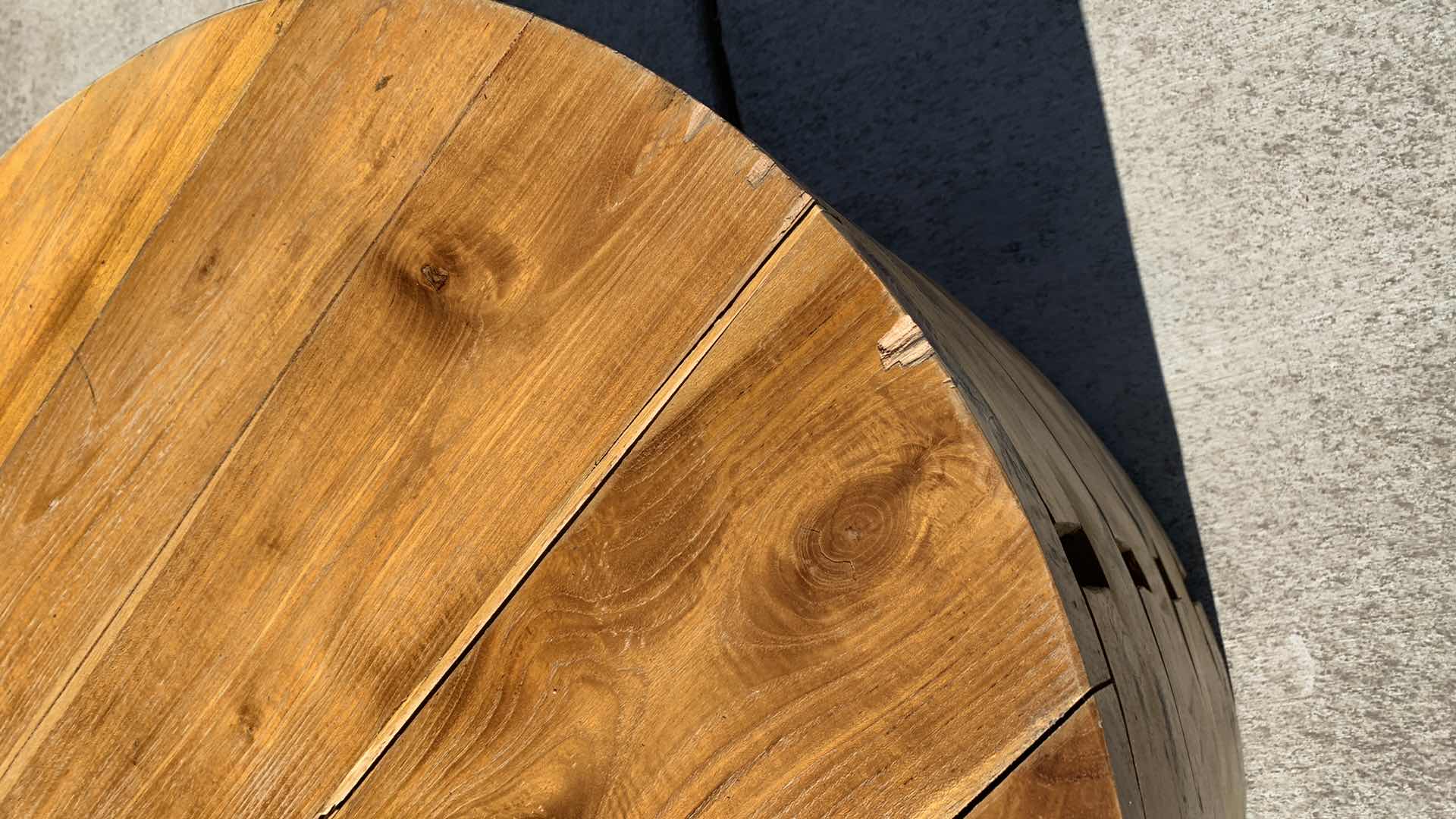 Photo 1 of SOLID WOOD DRUM COFFEE TABLE 28” CIRCUMFERENCE H 15”