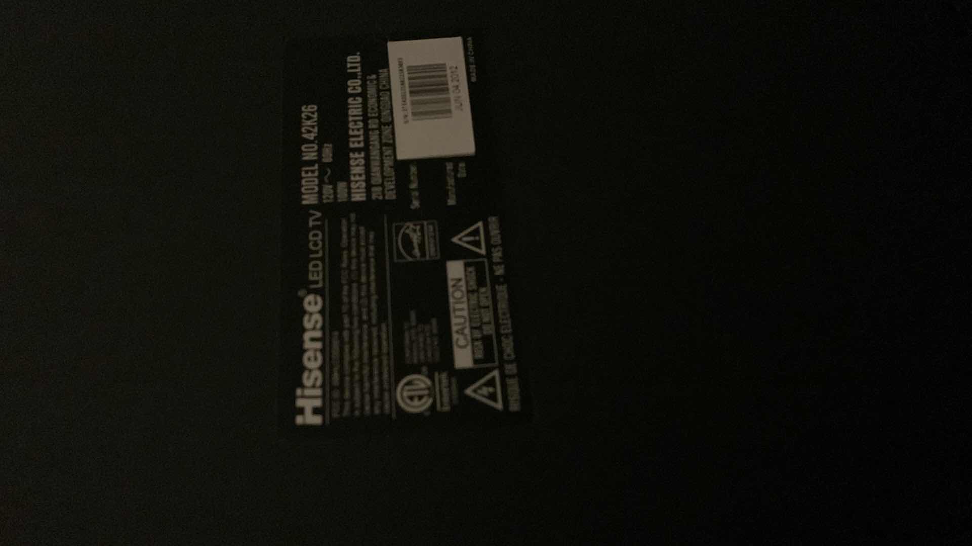 Photo 1 of HISENSE 40” TELEVISION