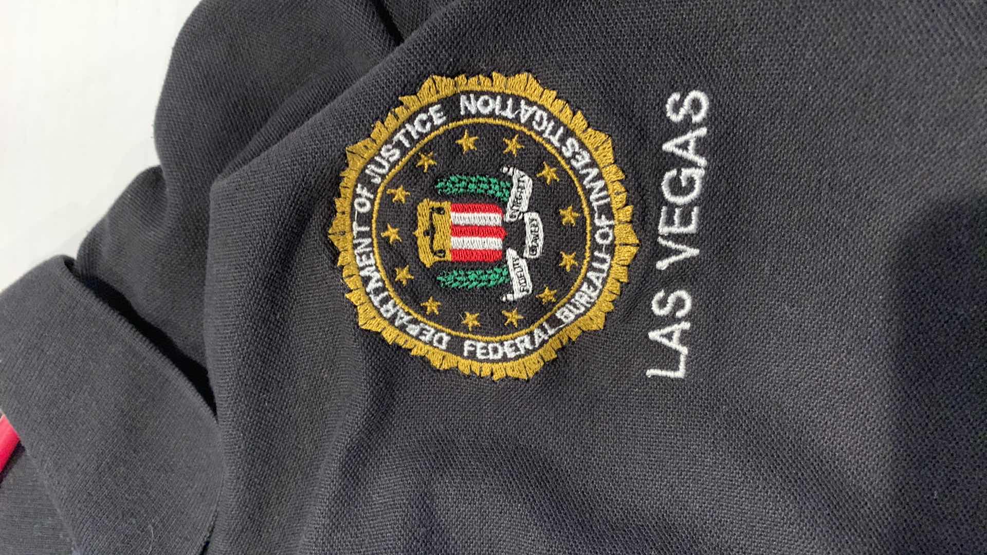 Photo 1 of DEPARTMENT OF JUSTICE FEDERAL BUREAU OF INVESTIGATION MENS POLO SHIRT SIZE XL