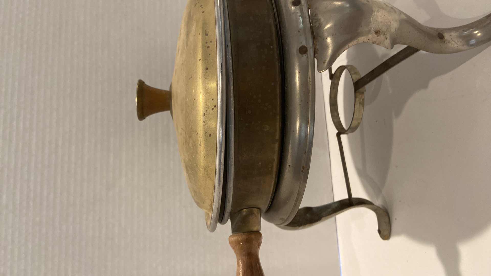 Photo 1 of VINTAGE COPPER CHAFING DISH WITH WOODEN HANDLE