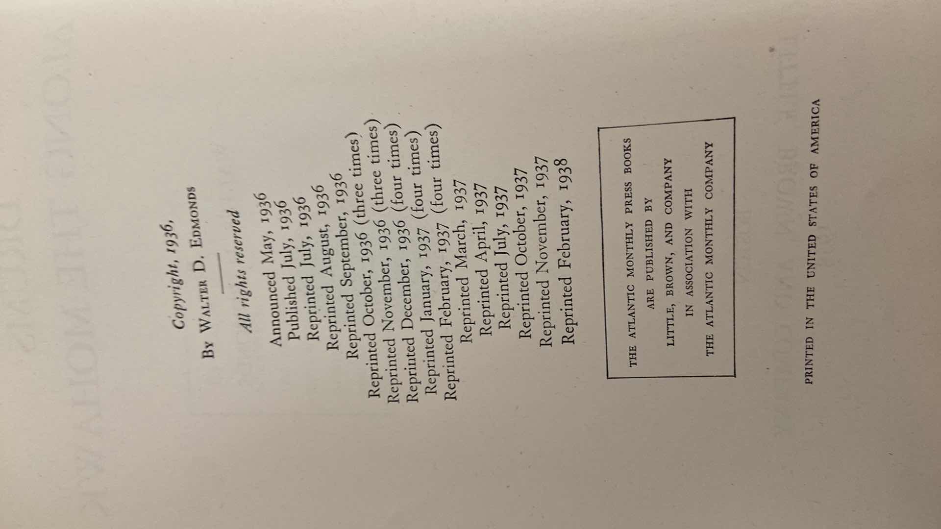 Photo 1 of DRUMS ALONG THE MOHAWK BY WALTER D. EDMONDS