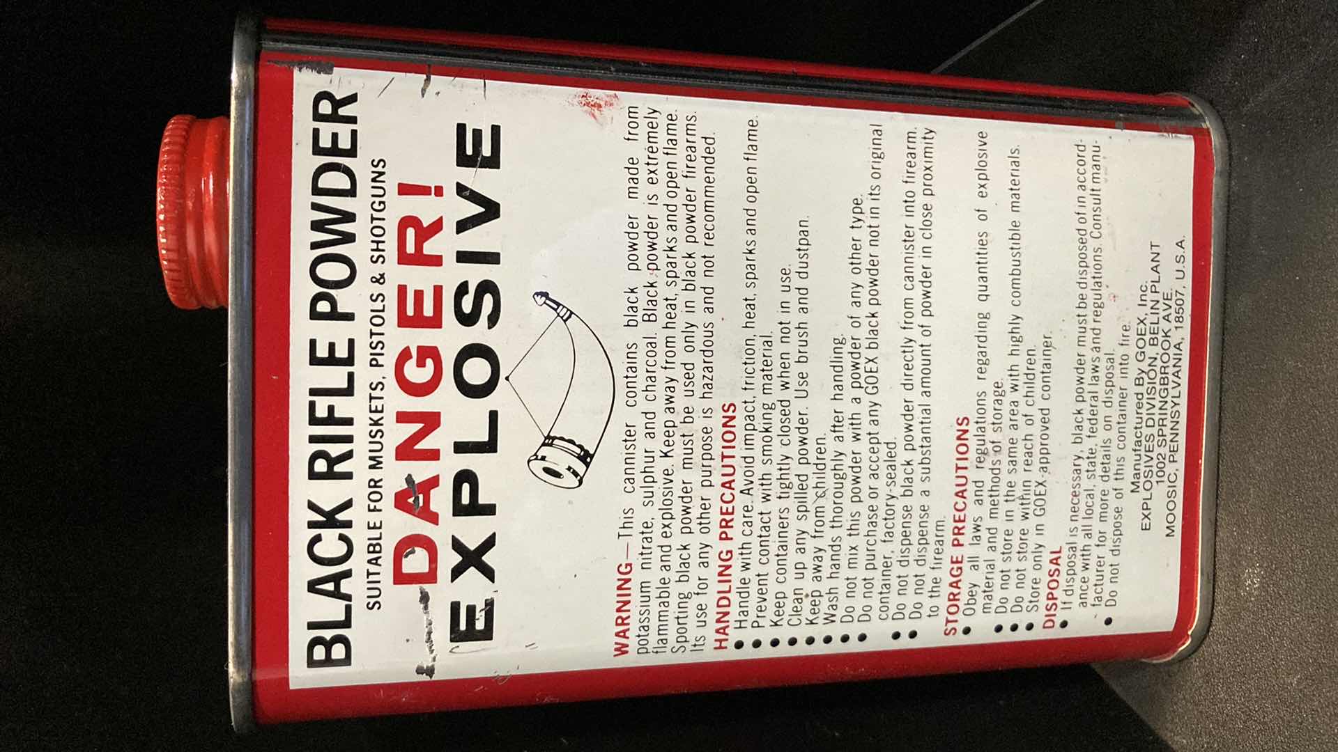 Photo 1 of GOEX INC FFg SUPER FINE BLACK RIFLE POWDER 16OZ ((FULL)