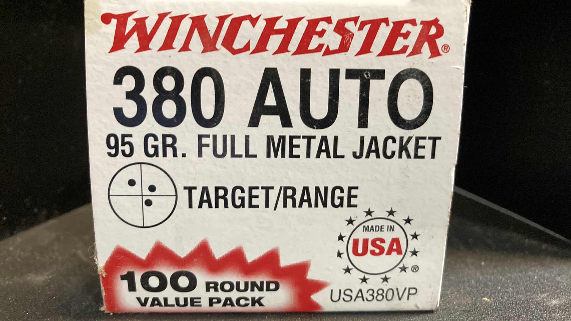 Photo 1 of WINCHESTER 380 AUTO FMJ AMMO (100)