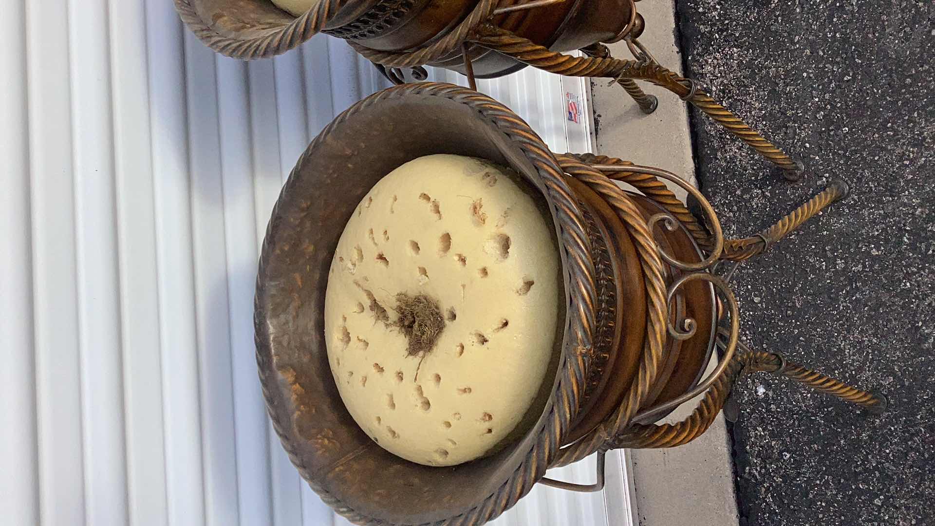 Photo 1 of 2- METAL STANDS W VASES