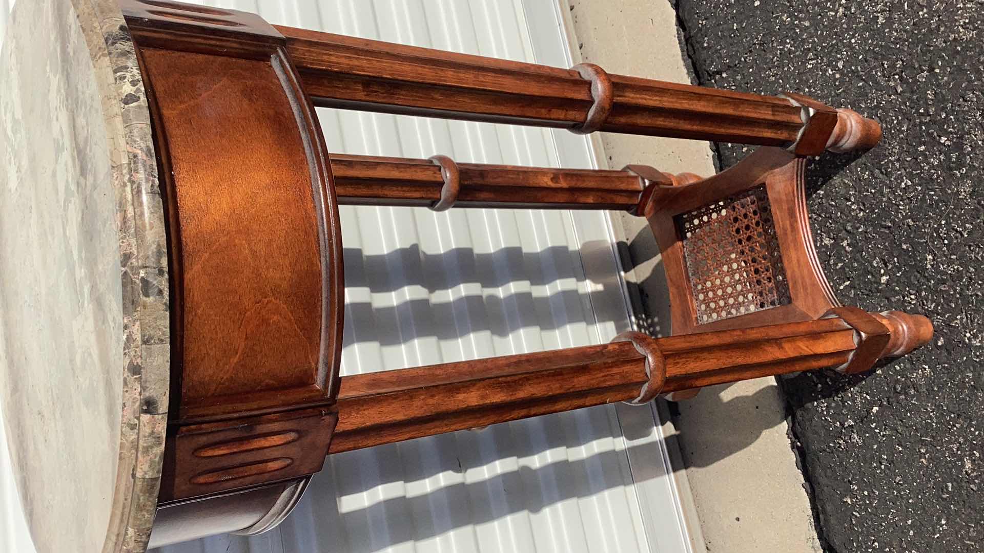 Photo 1 of MAHOGANY 16" ROUND ACCENT TABLE W. STONE TOP (H 33”)