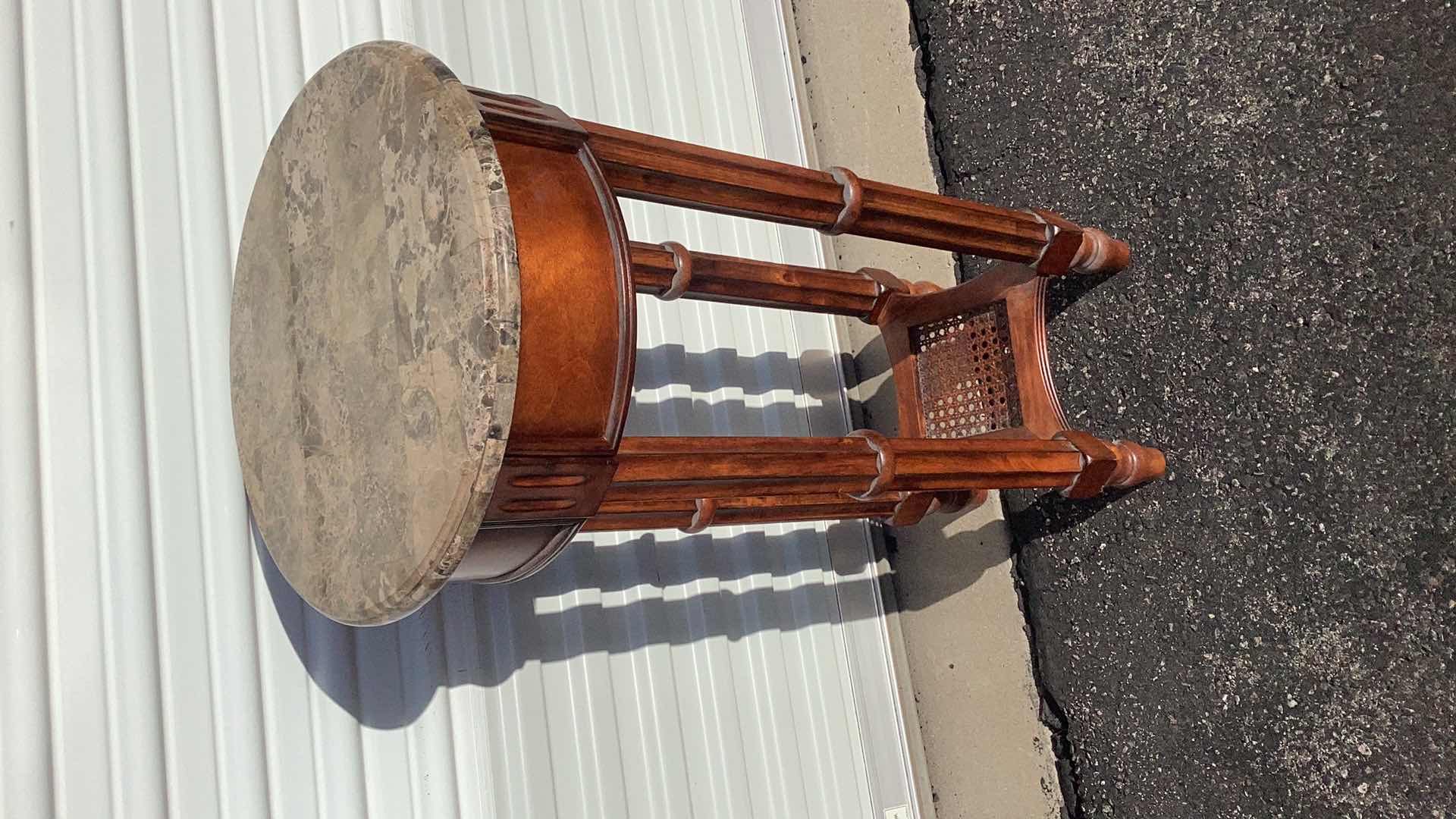 Photo 1 of MAHOGANY 16" ROUND ACCENT TABLE W. STONE TOP (H 33”)
