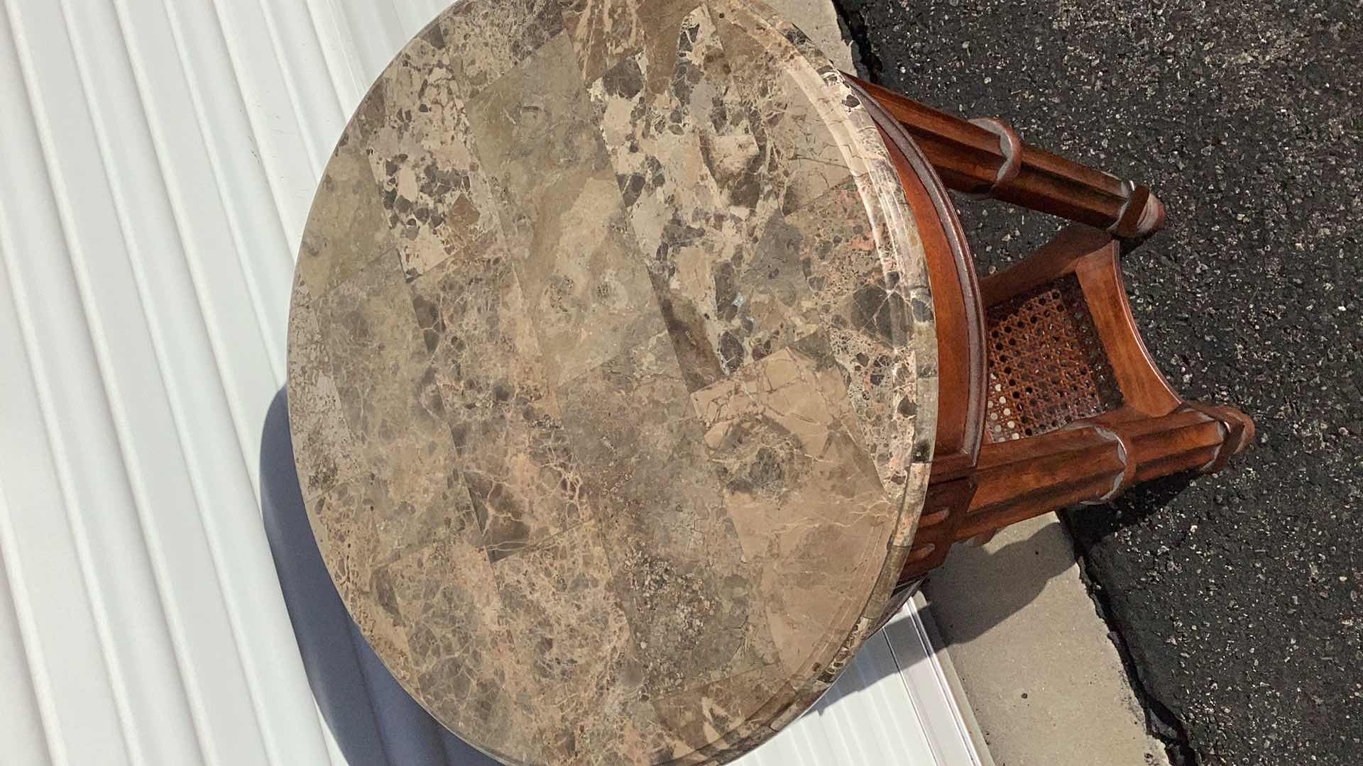 Photo 1 of MAHOGANY 16" ROUND ACCENT TABLE W. STONE TOP (H 33”)