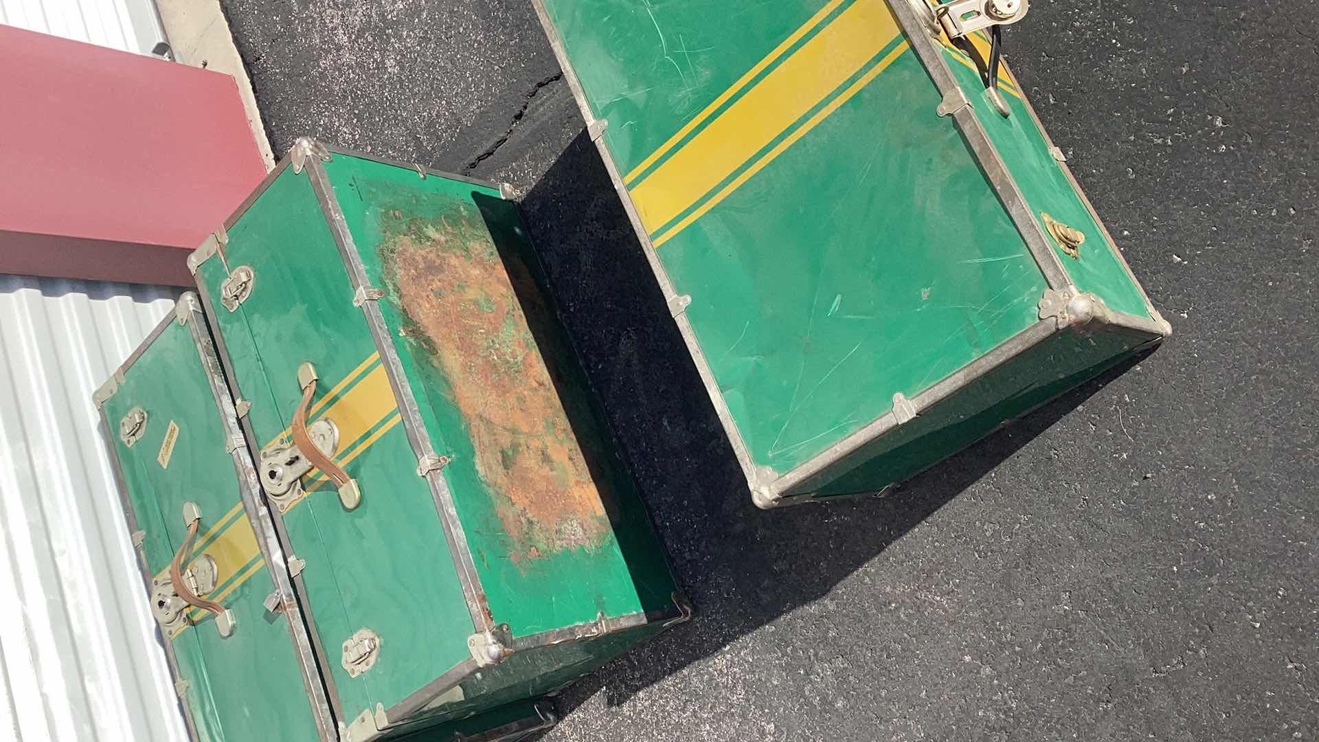 Photo 2 of 3-GREEN METAL STORAGE CHESTS 30” X 16" H12”