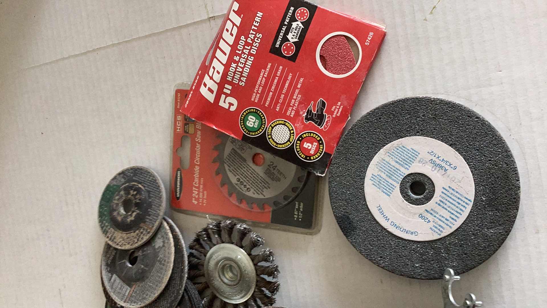 Photo 1 of CHICAGO ELECTRIC 4 1/2” ANGLE GRINDER WITH EXTRA STONES AND SAWBLADE