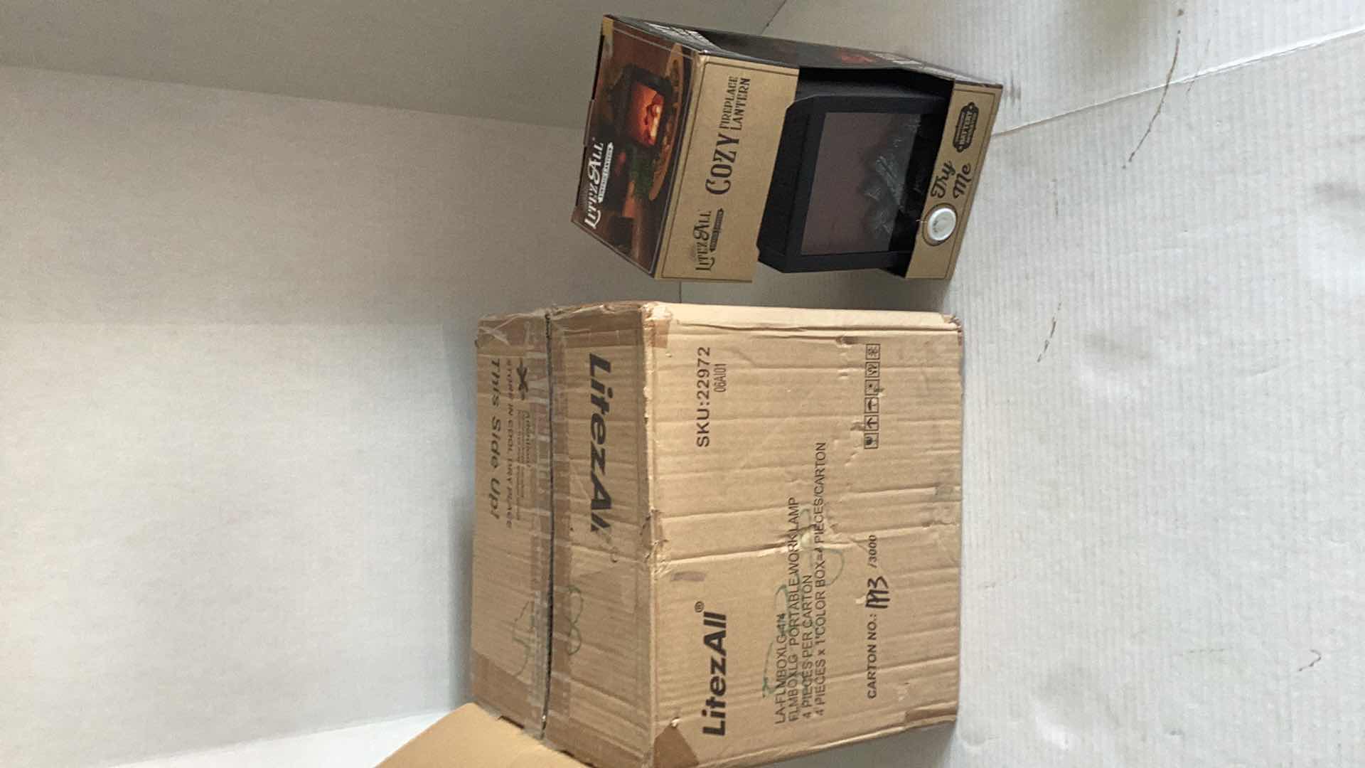 Photo 1 of LITEZALL BOX OF FOUR FIREPLACE LANTERNS 7” H 11”