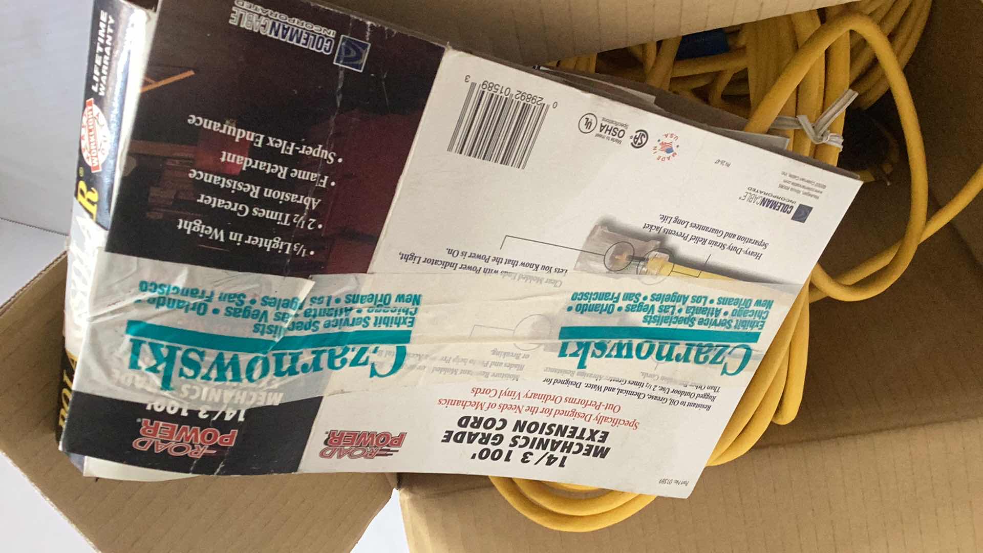 Photo 1 of 50 FOOT CORD MECHANICS GRADE SHOP LIGHT AND AN EXTRA EXTENSION CORD