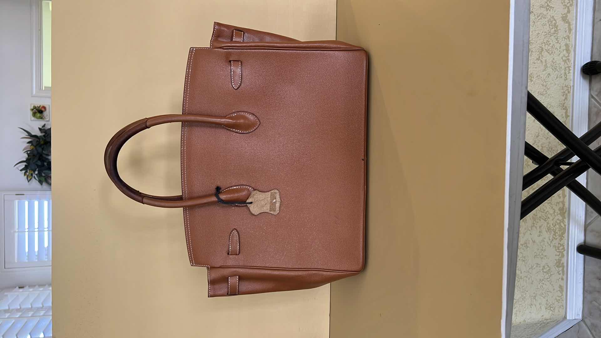 Photo 1 of TAN LEATHER HERMES LABEL HANDBAG (NOT AUTHENTIC)