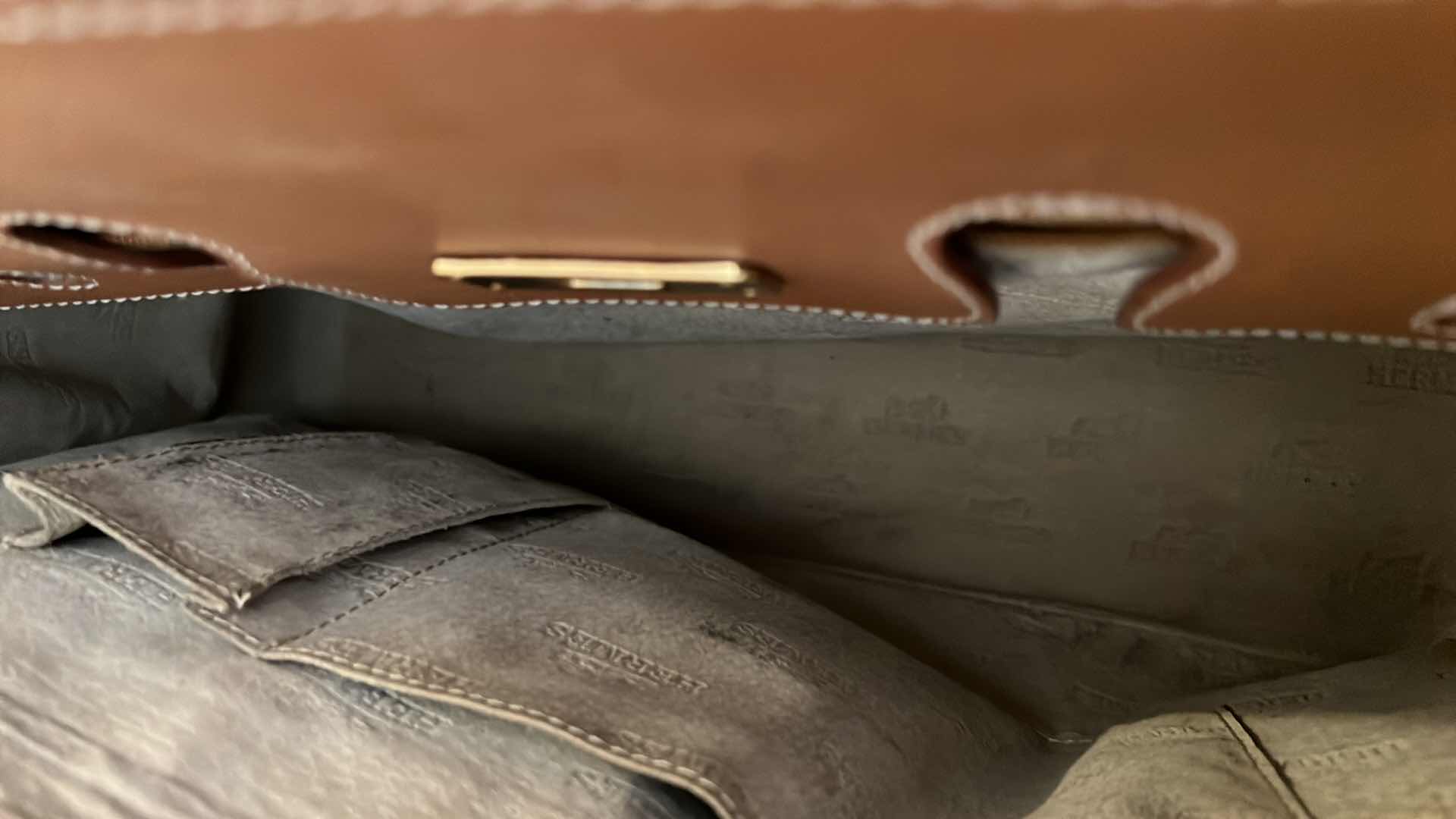 Photo 1 of TAN LEATHER HERMES LABEL HANDBAG (NOT AUTHENTIC)