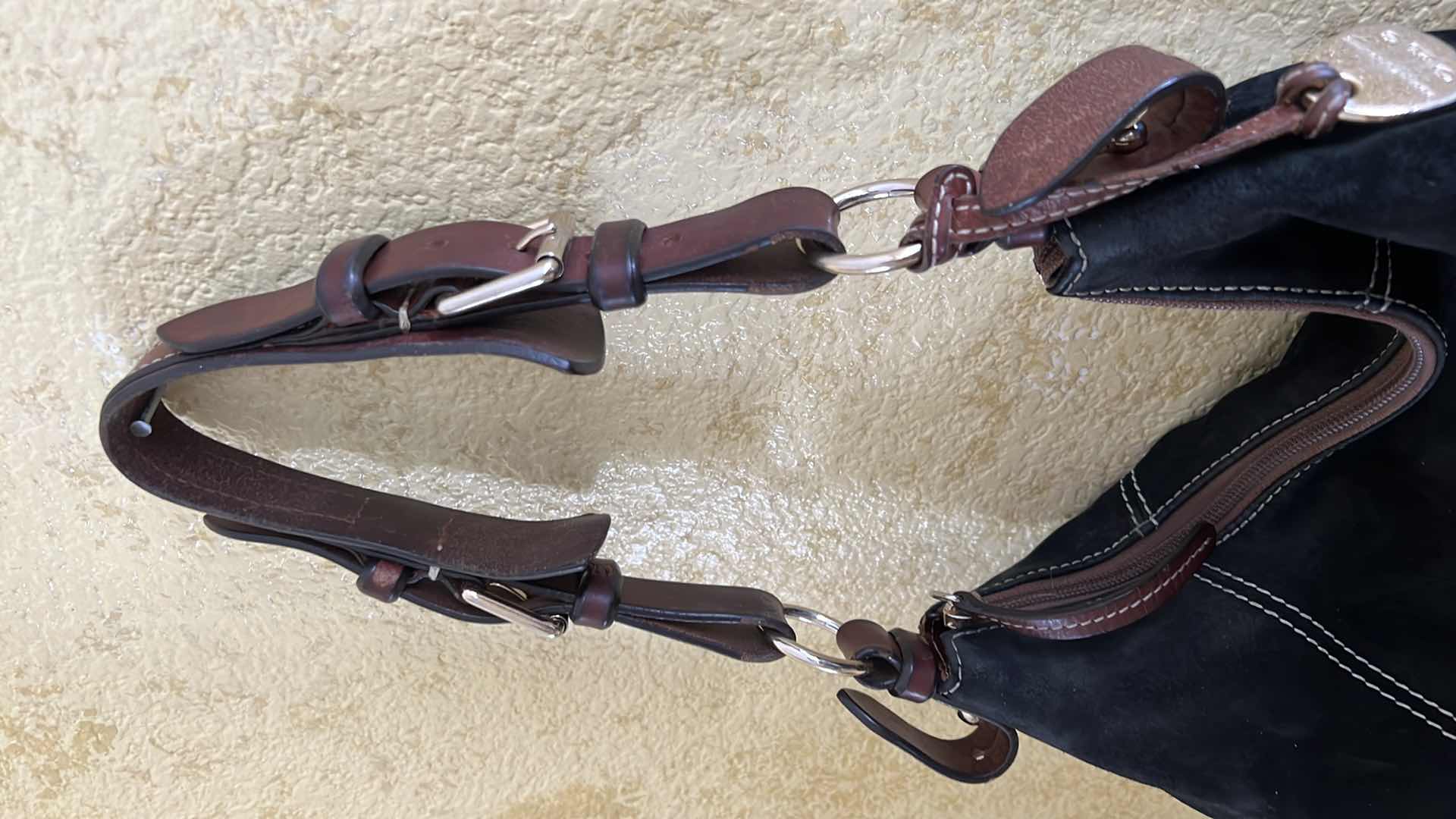 Photo 1 of DOONEY AND BOURKE BLACK SUEDE LADIES HANDBAG W DUST COVER BAG