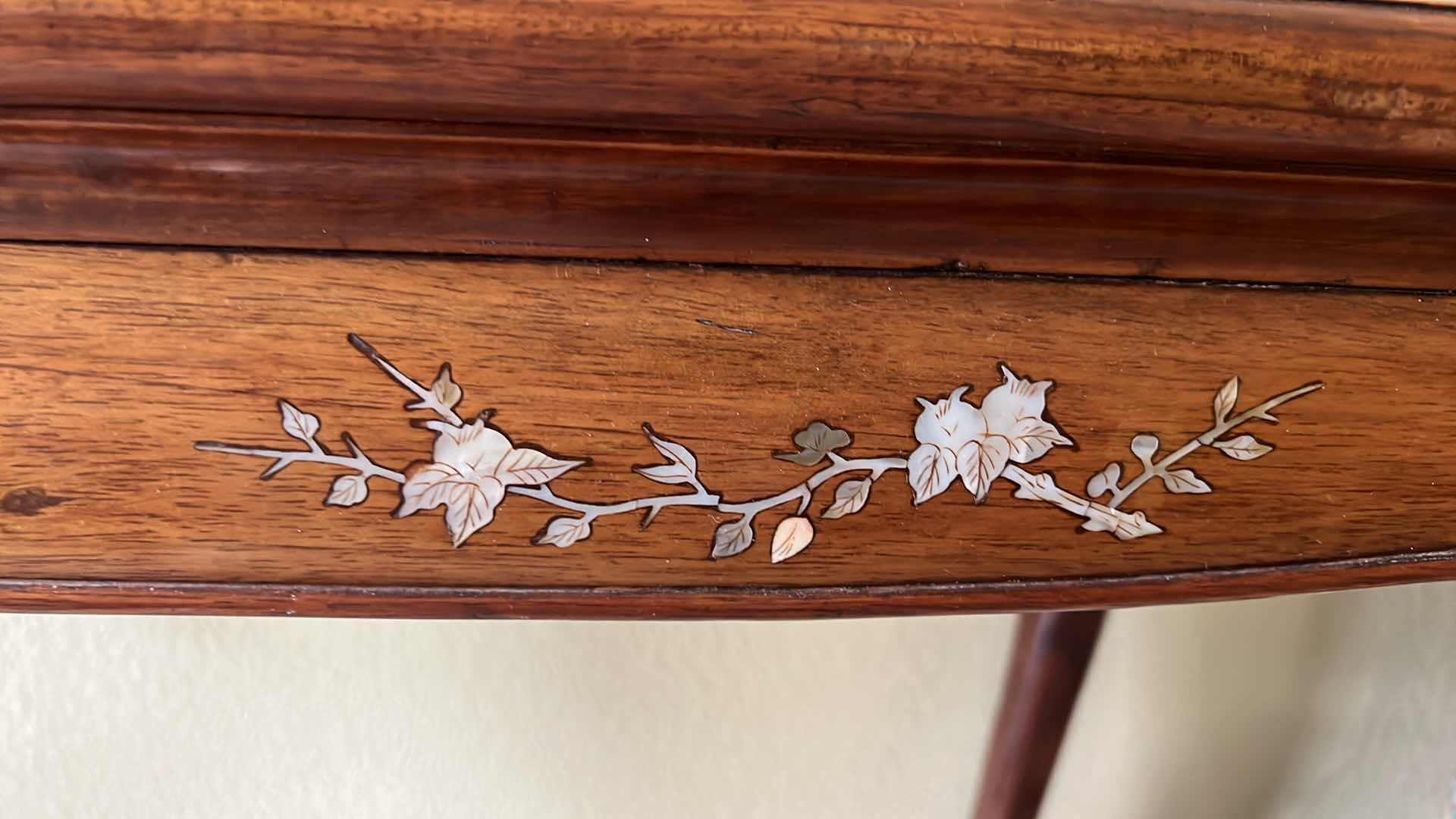 Photo 1 of VINTAGE ROSEWOOD CONSOLE TABLE W FLORAL IVORY INLAYED 47” x 14” H28”