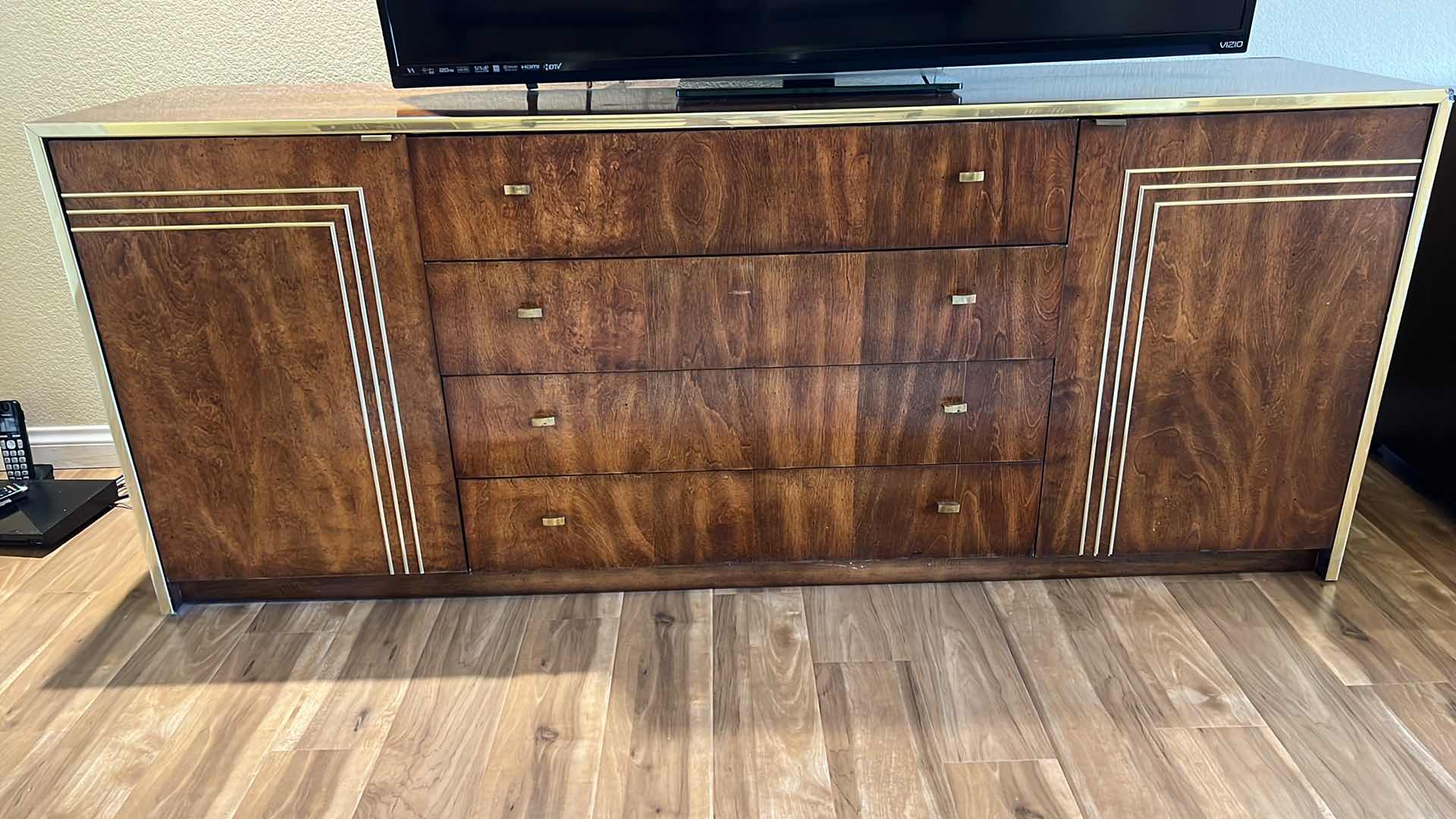 Photo 1 of VINTAGE JACK CARTWRIGHT FOR FOUNDERS ROSEWOOD 4 DRAWER DRESSER 72” x 18” H29” (TV SOLD SEPARATELY)