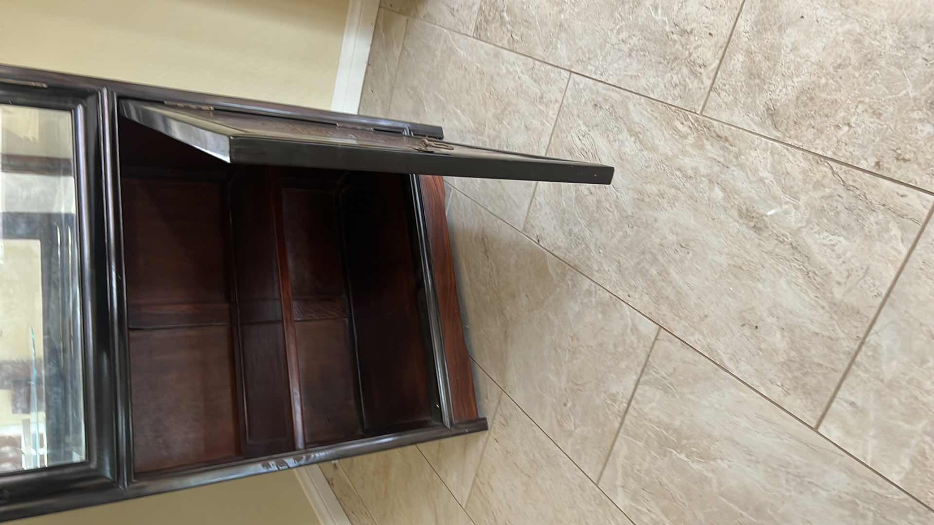 Photo 1 of VINTAGE HAND-CARVED CHINESE ROSEWOOD W BLACK CURIO CABINET  26” x 16” H74”