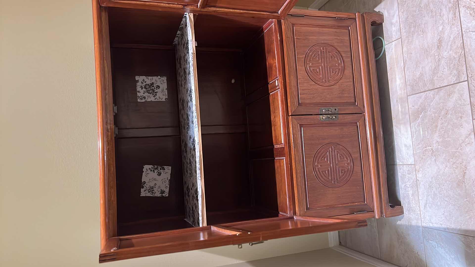 Photo 4 of VINTAGE ROSEWOOD CHINESE ARMOIRE CHEST OF DRAWERS 39” x 53” H54”