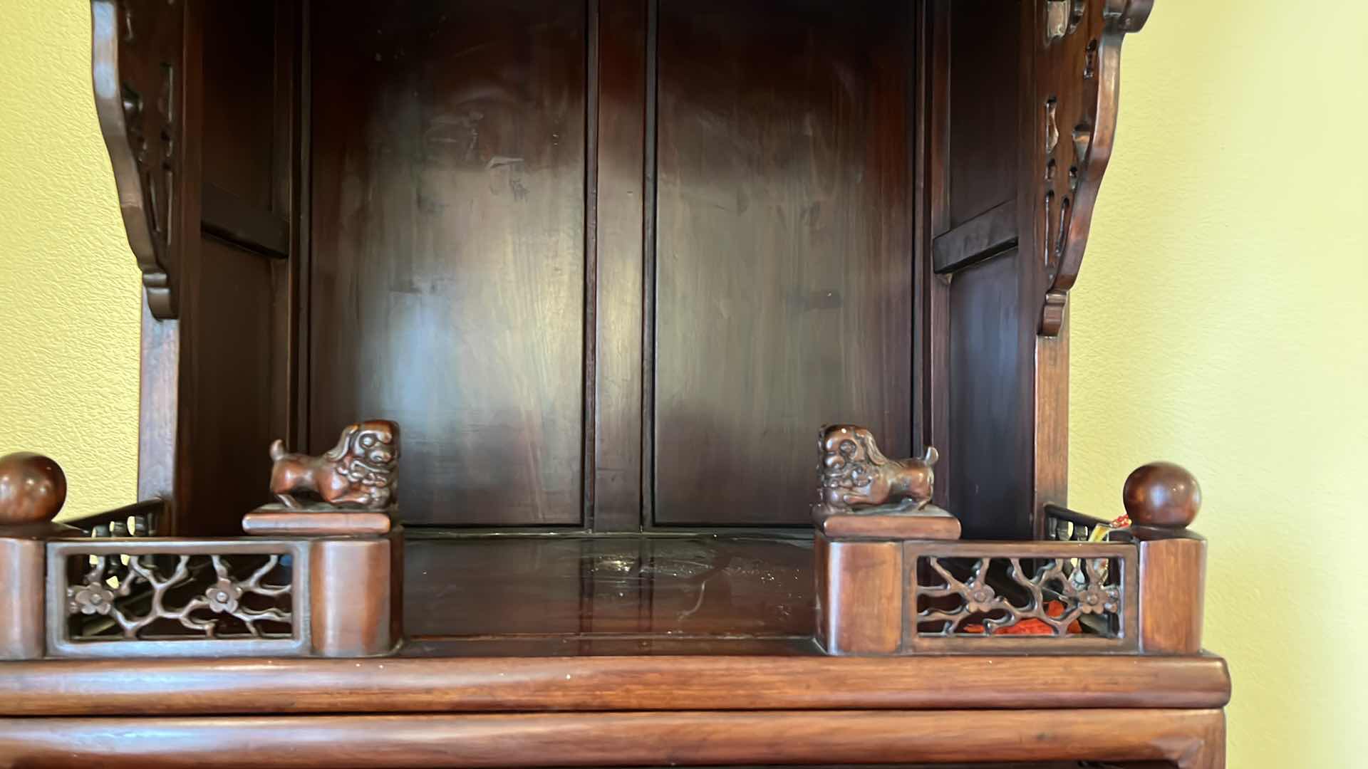 Photo 1 of ANTIQUE CHINESE HAND-CARVED ROSEWOOD ALTER CABINET 27” x 18” H86”