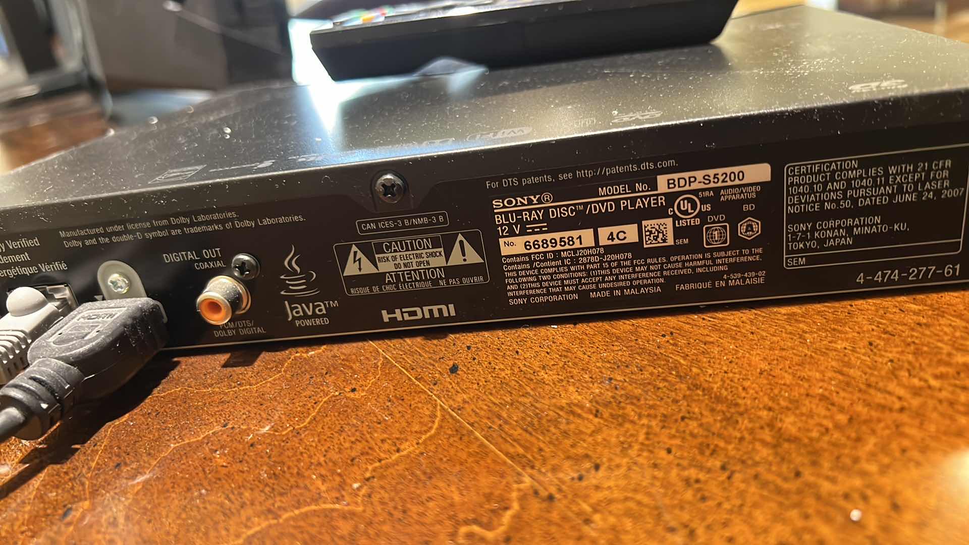 Photo 1 of SONY BLU-RAY 3D DISC PLAYER W REMOTE