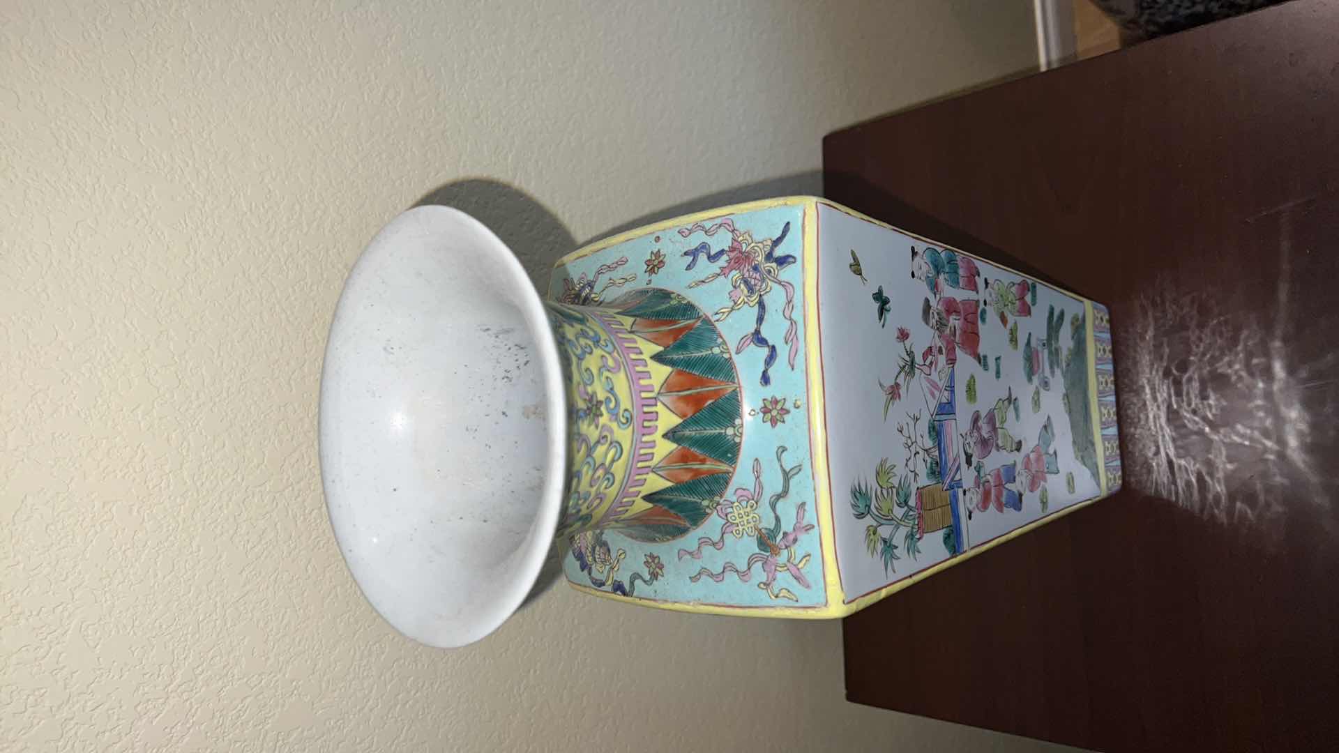 Photo 2 of VINTAGE CHINESE PORCELAIN STAMPED VASE H16”