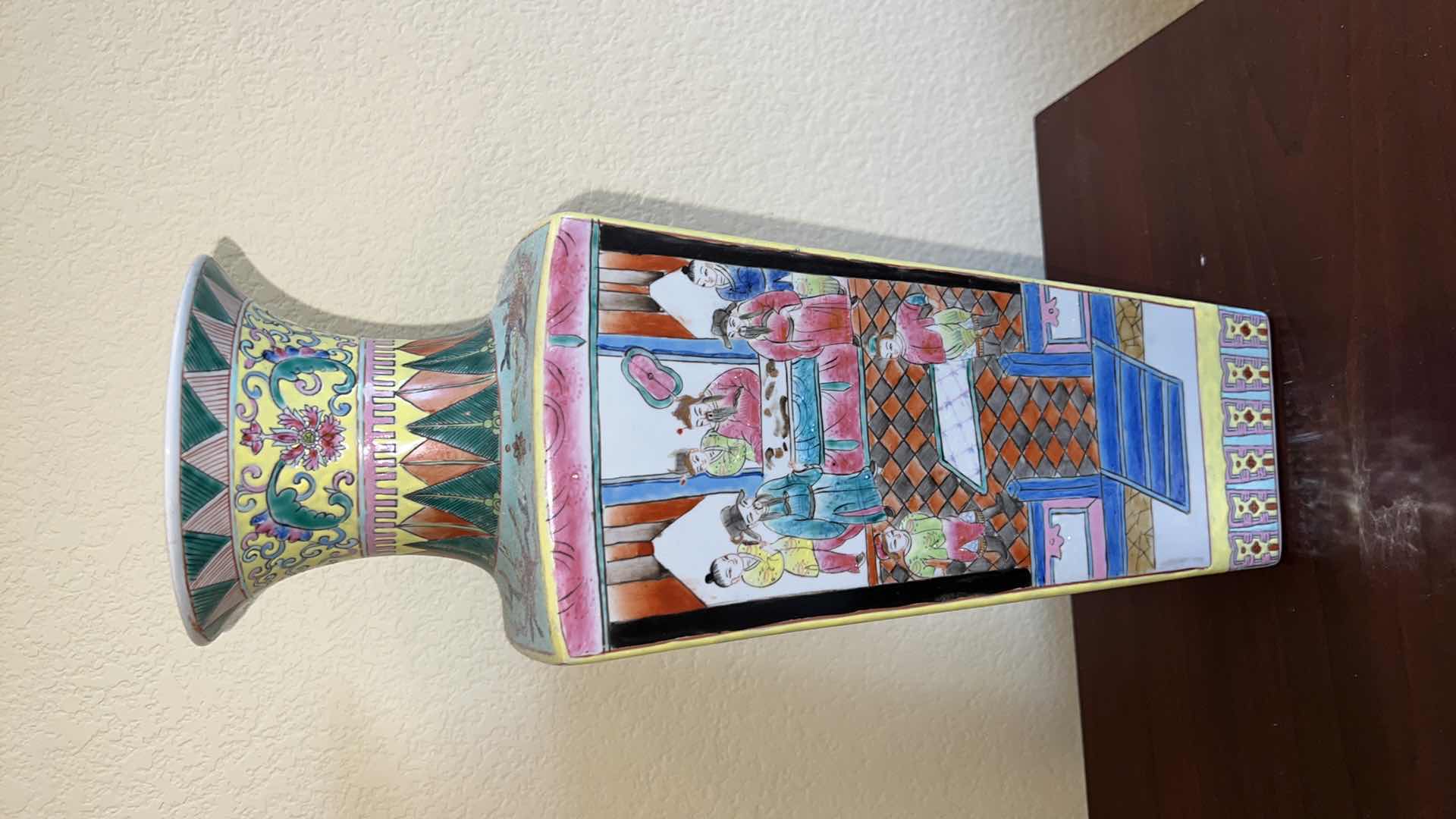 Photo 1 of VINTAGE CHINESE PORCELAIN STAMPED VASE H16”