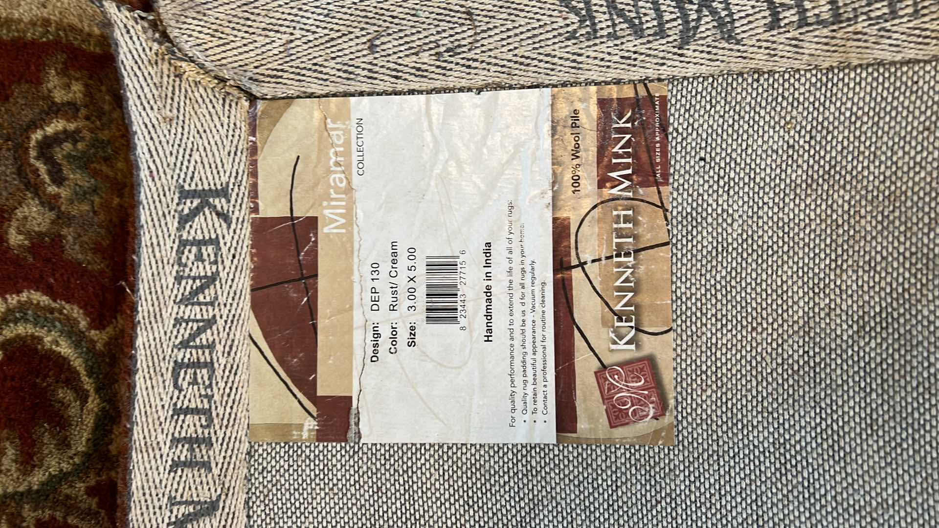 Photo 1 of KENNETH MINK BURGUNDY AND TAN FLORAL WOOL RUG 3’x5’