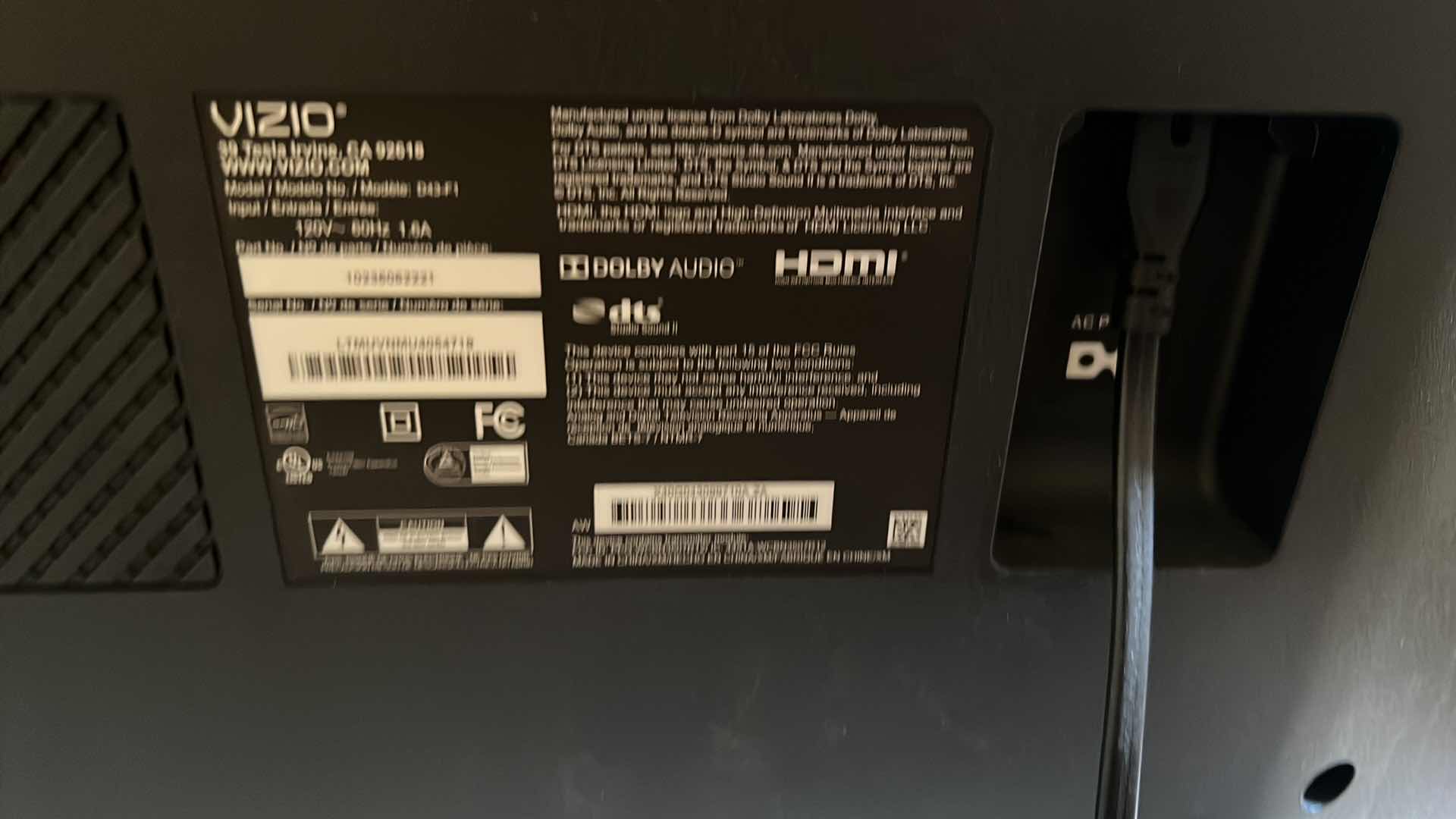 Photo 1 of 42” VIZIO TV W STAND