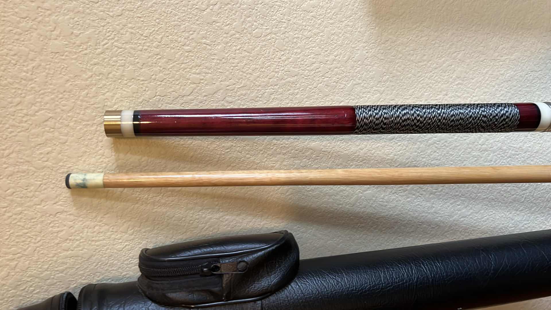 Photo 3 of VINTAGE POOL CUE STICK W BLACK LEATHER CASE